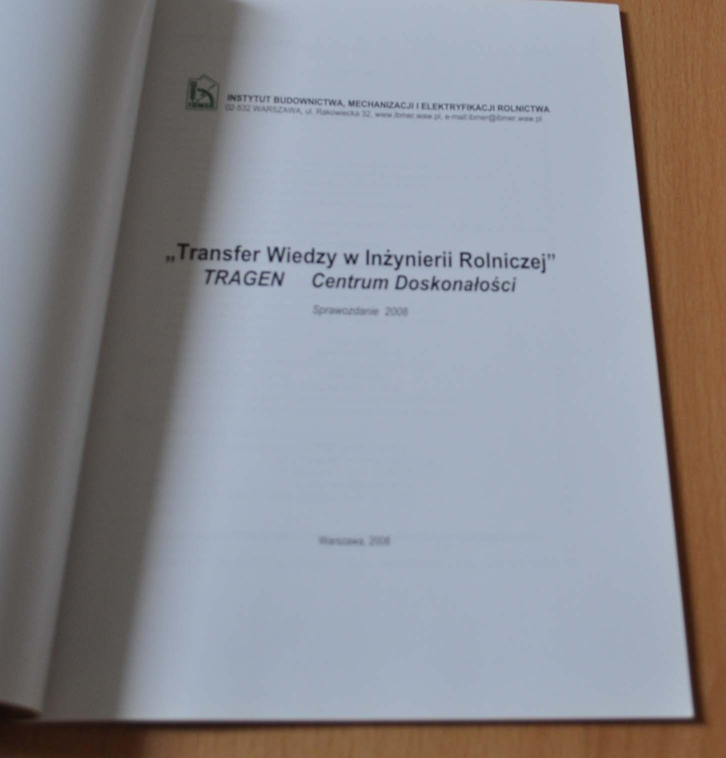 2008 Transfer Wiedzy Inzynierii Rolniczej Agricultural Machinery Polska Brochure