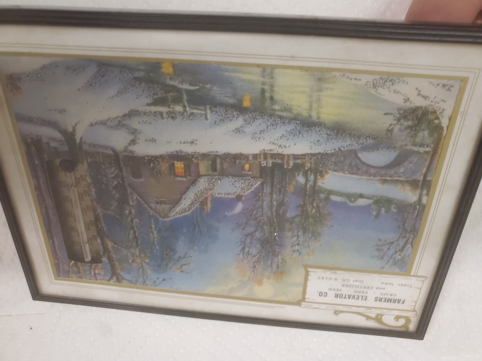 7&Prime; X 5&Prime; Framed Thermometer Farmers Elevator Traer Iowa 1960 Calendar Grain Feed