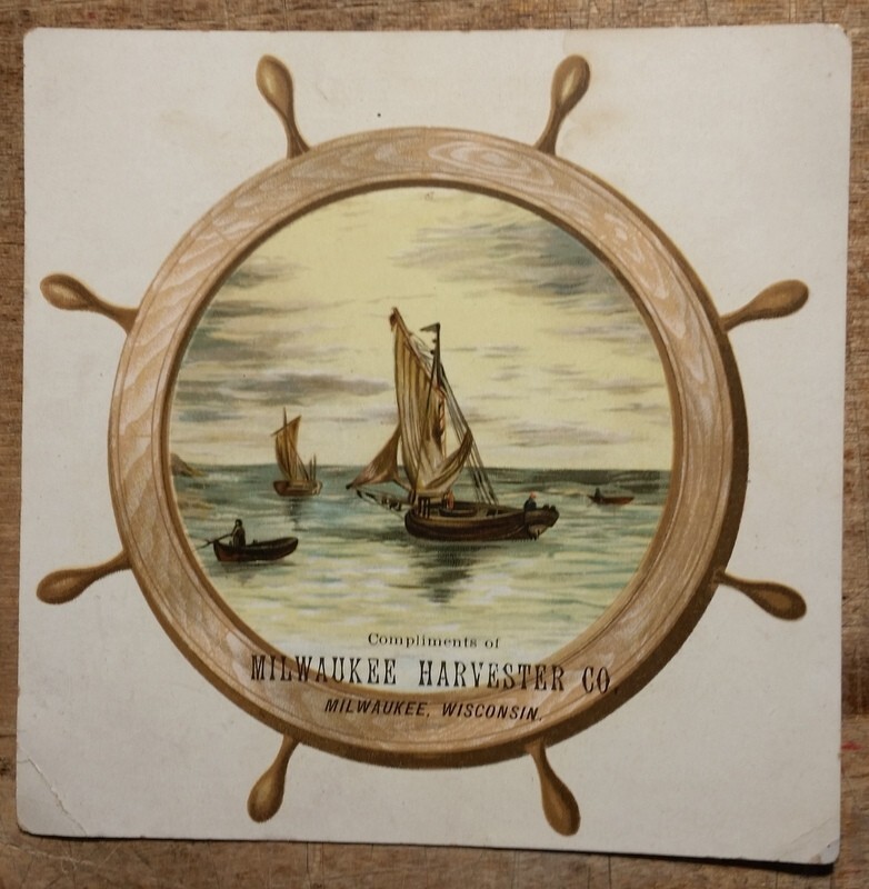 c1890s Milwaukee Harvester Co Advertising Trade Card Machine Chain Mower