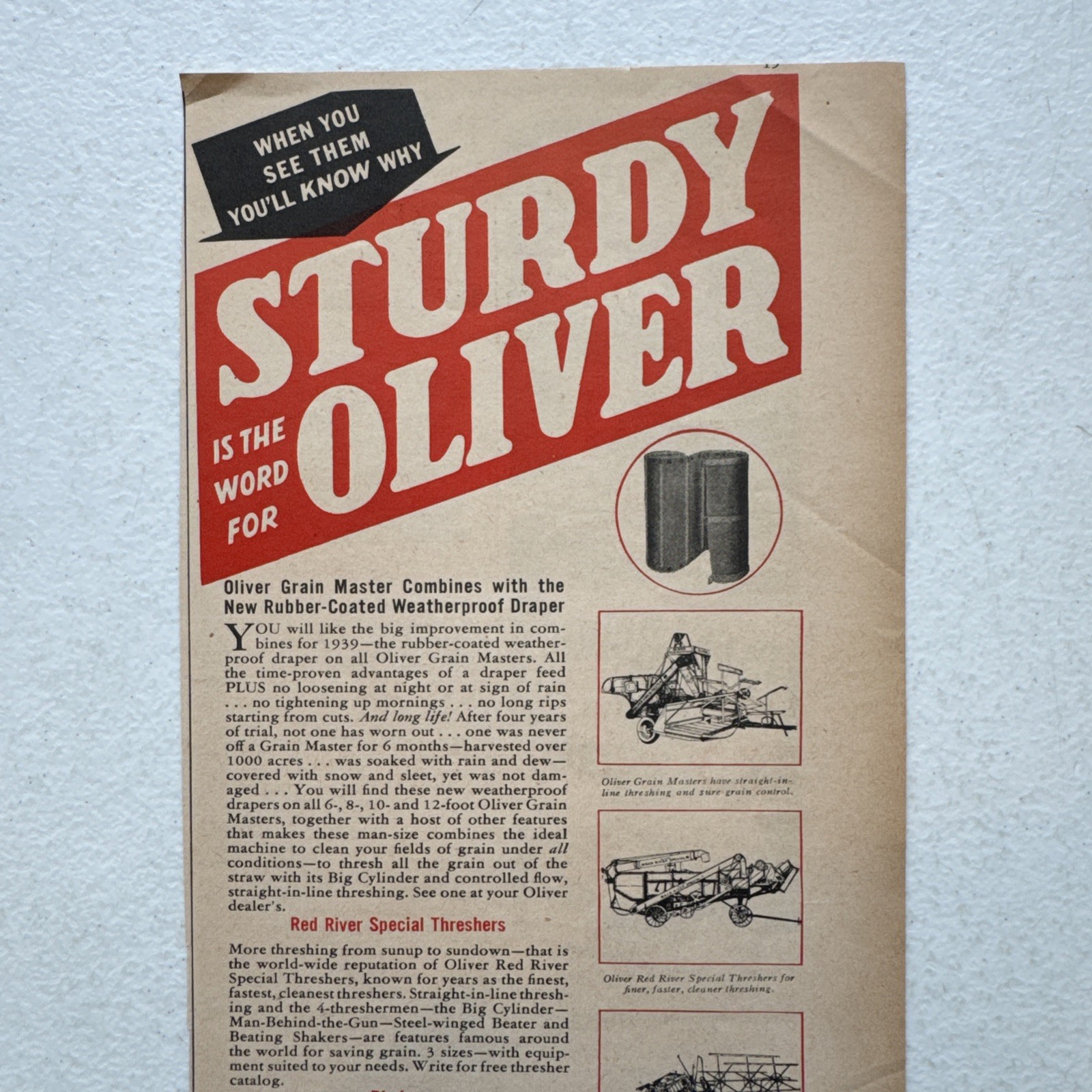 Oliver Grain Master Combines Successful Farming July 1939 Advertisement