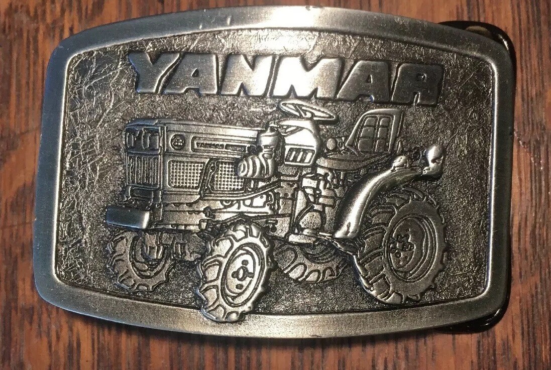 Vintage YANMAR Tractor Pewter Belt Buckle Spec Cast Rockford Illinois
