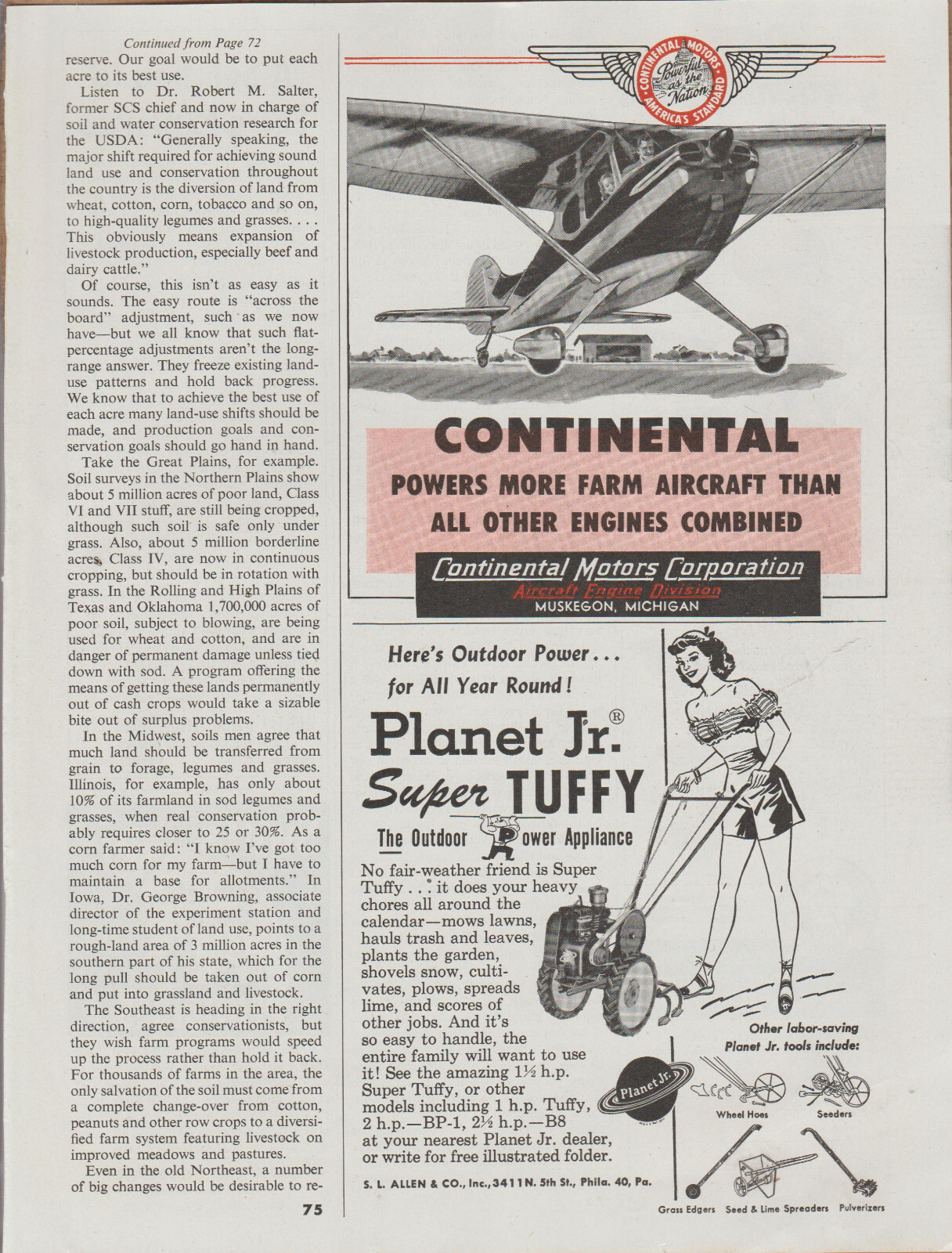 1954 Planet Jr.- Walk Behind Garden Tool – Shorts Halter Top Girl – Print Ad Art