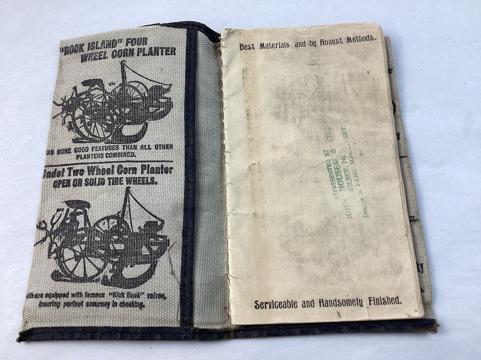 Antique 1906 Cloth Bound Rock Island Plow Co. Pocket Notebook & Sales – Complete