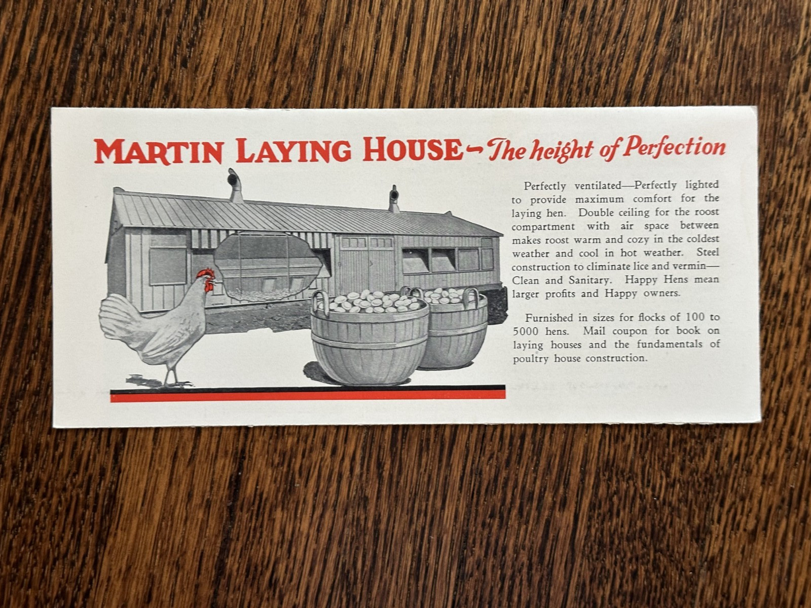 1930s Martin Poultry CHICKEN Brooder House FARM Advertising Mansfield OH Vintage
