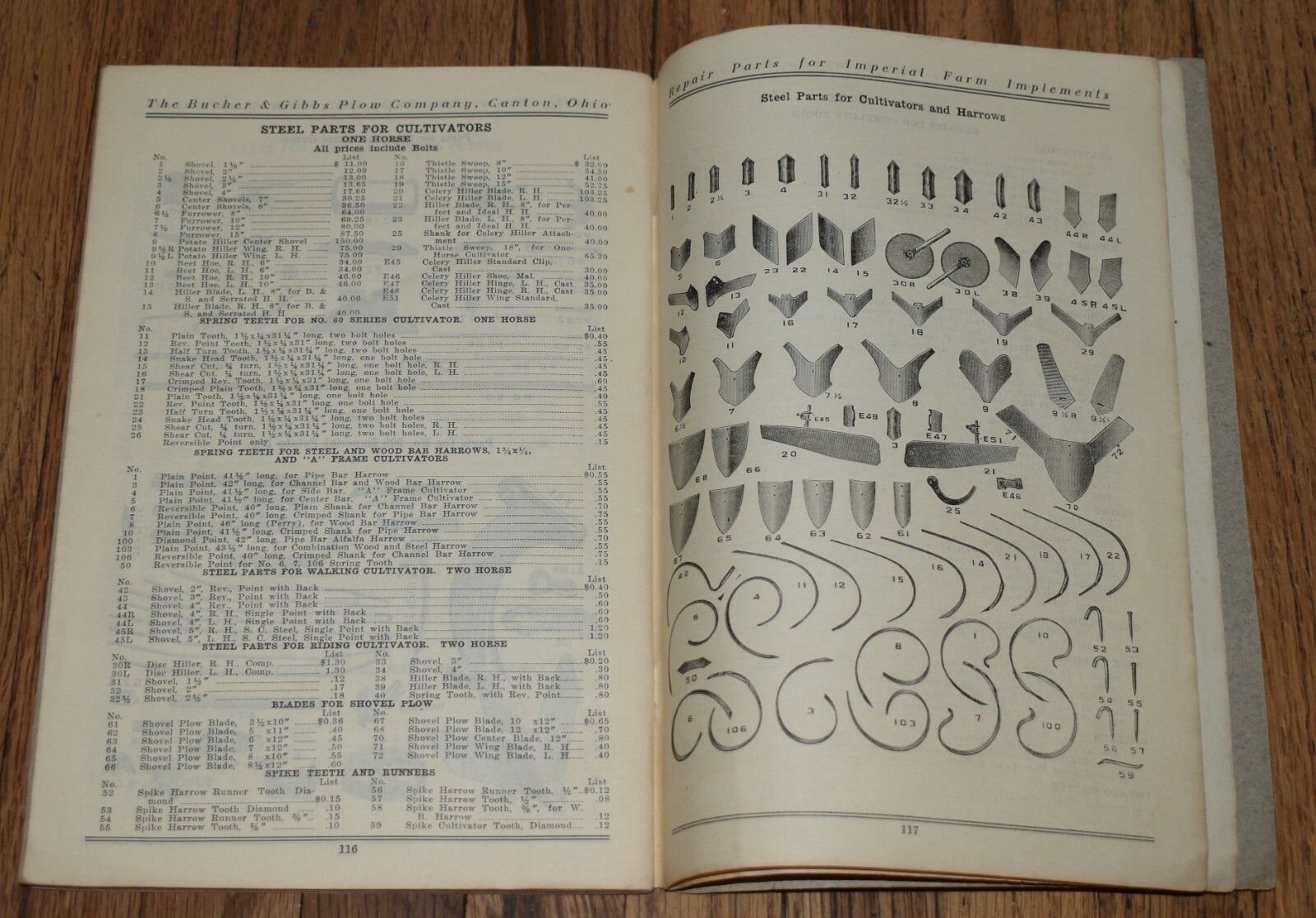 VERY RARE 1917 BUCHER & GIBBS PLOW CO PARTS REPAIR Farm CATALOGUE 117 CANTON OH