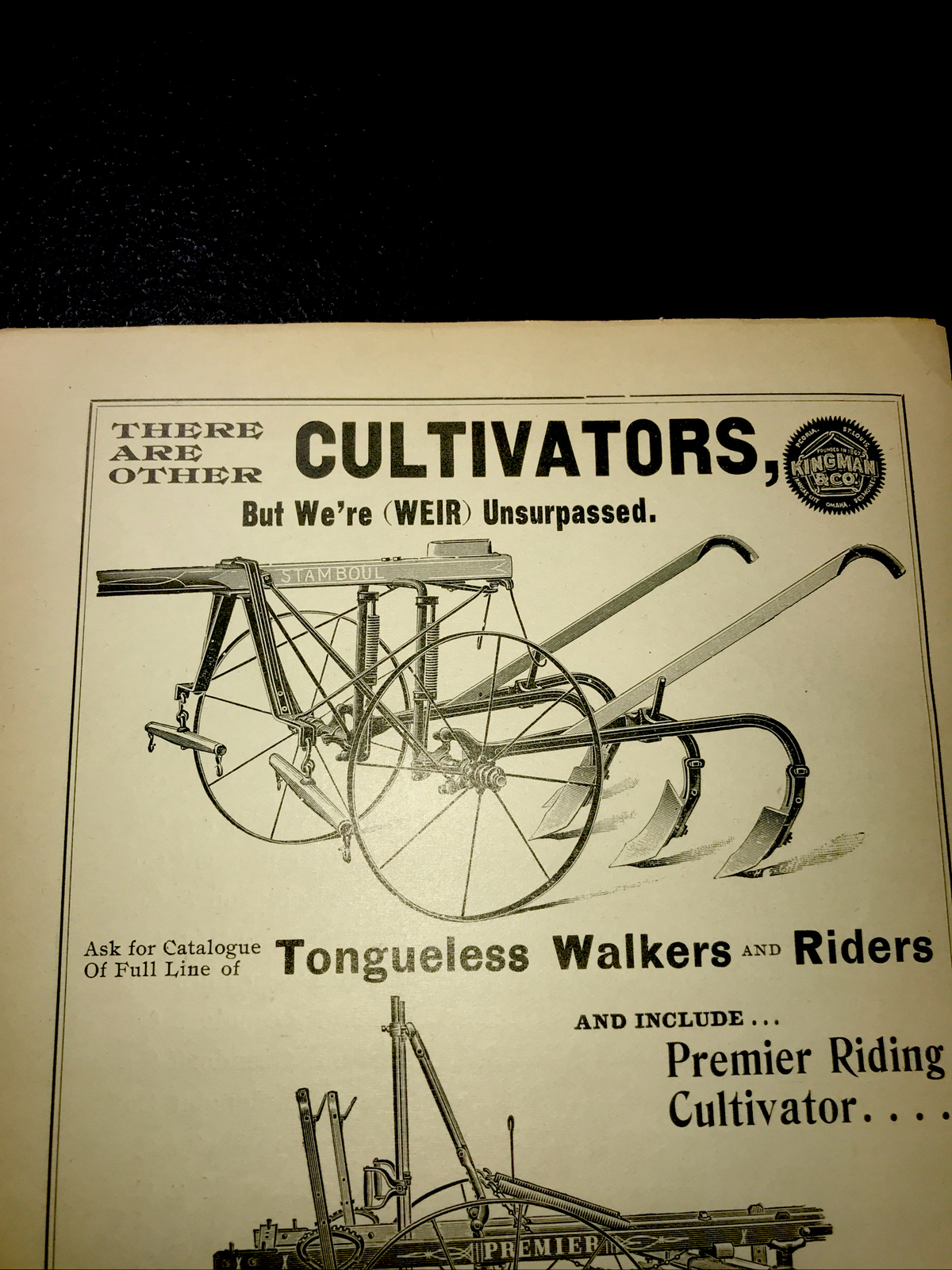 1898 Kingman Moore Cultivator Farm Advertising – Kansas City – Missouri-1