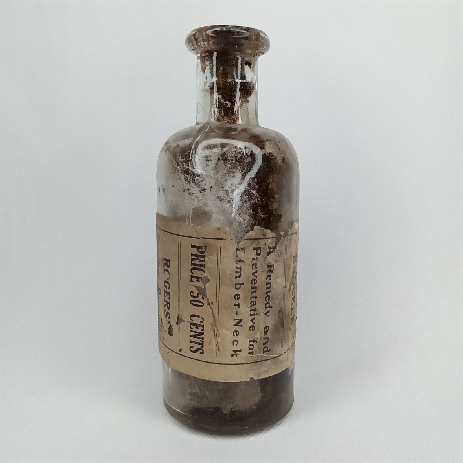 Antique 1920s Veterinary Advertising Glass Bottle With Paper Label New Arrival