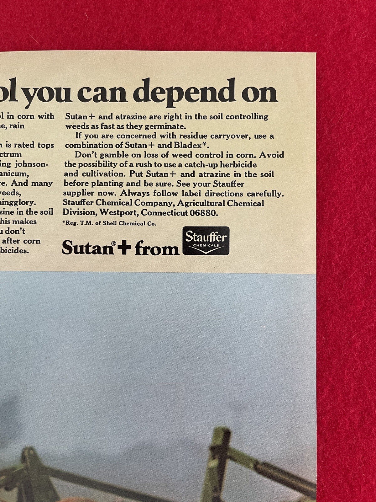Vintage 1976 Sutan + Herbicide Weed Control Stauffer Chemicals Print Ad Ad Only