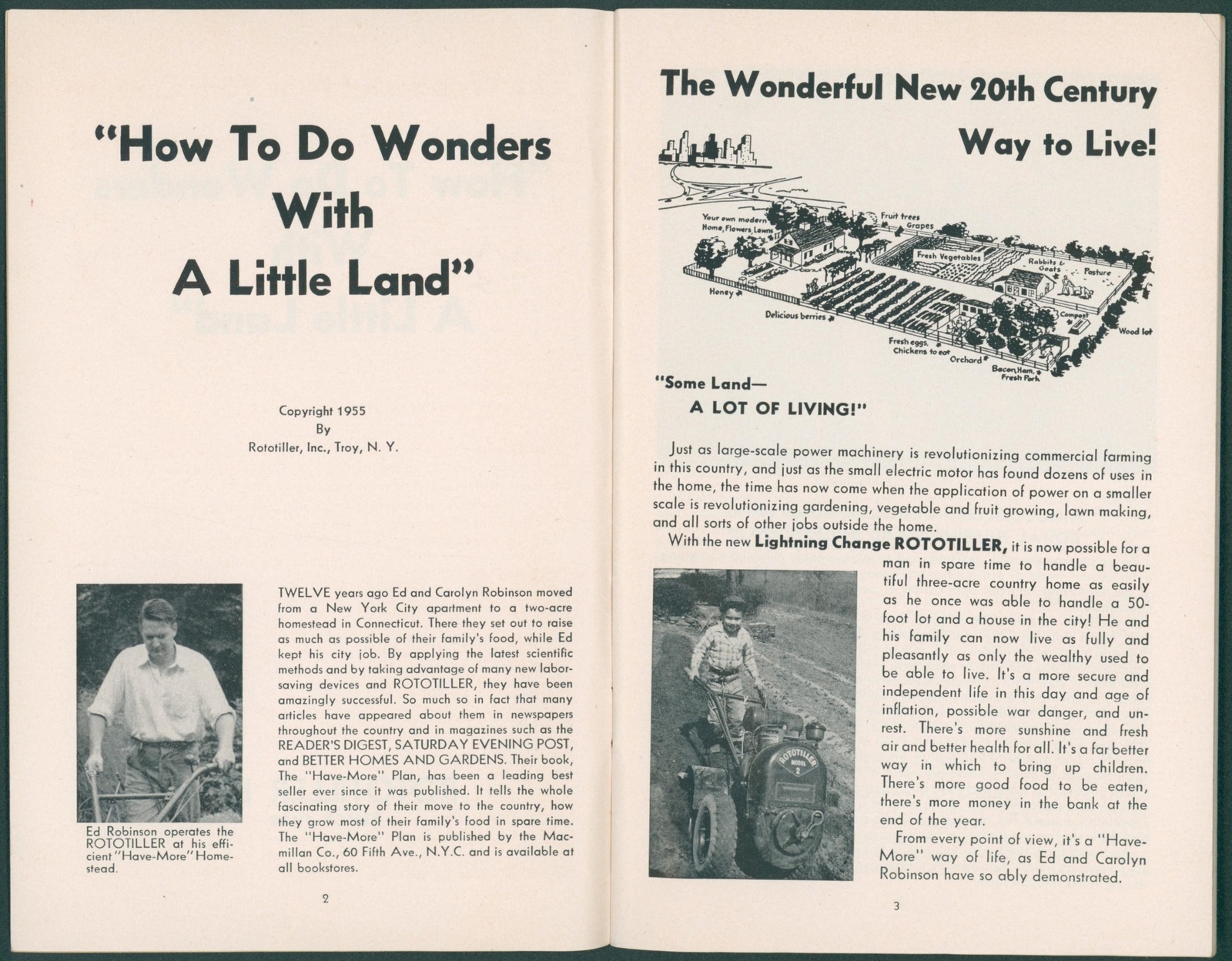1957 Rototiller Catalog Ad Booklet W/ Envelope Tiller Garden Farm Tillage How To