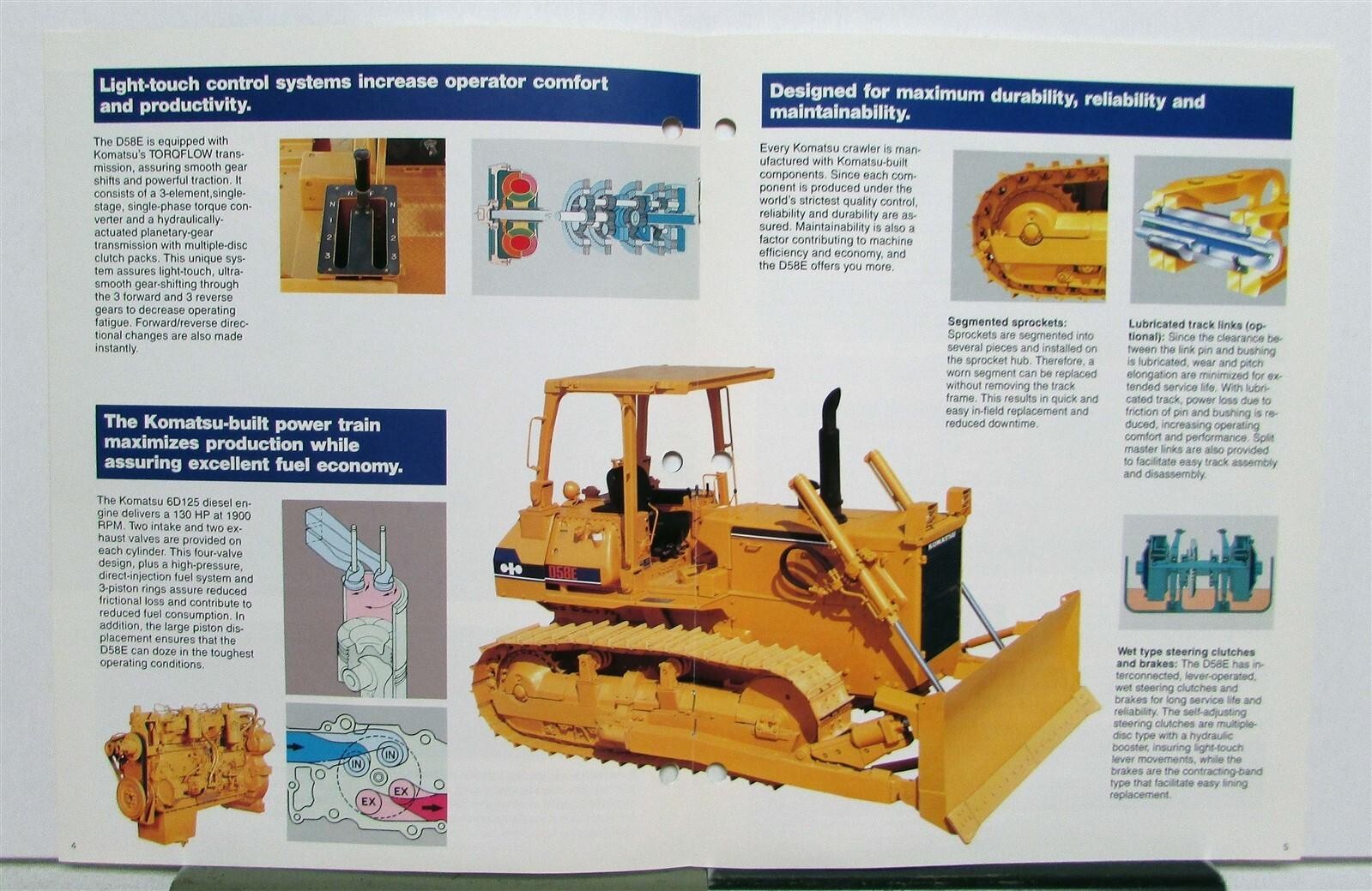 1990 Komatsu D58E-1 Crawler Dozer Specifications Construction Sales Brochure