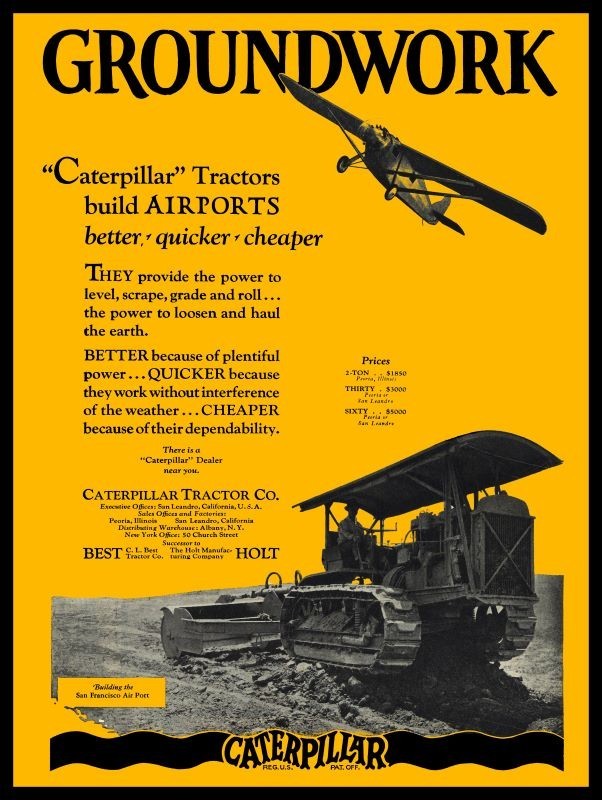 1927 Cat Tractor for Building Airports BETTER! NEW METAL SIGN: 12×16&Prime; Free Ship.