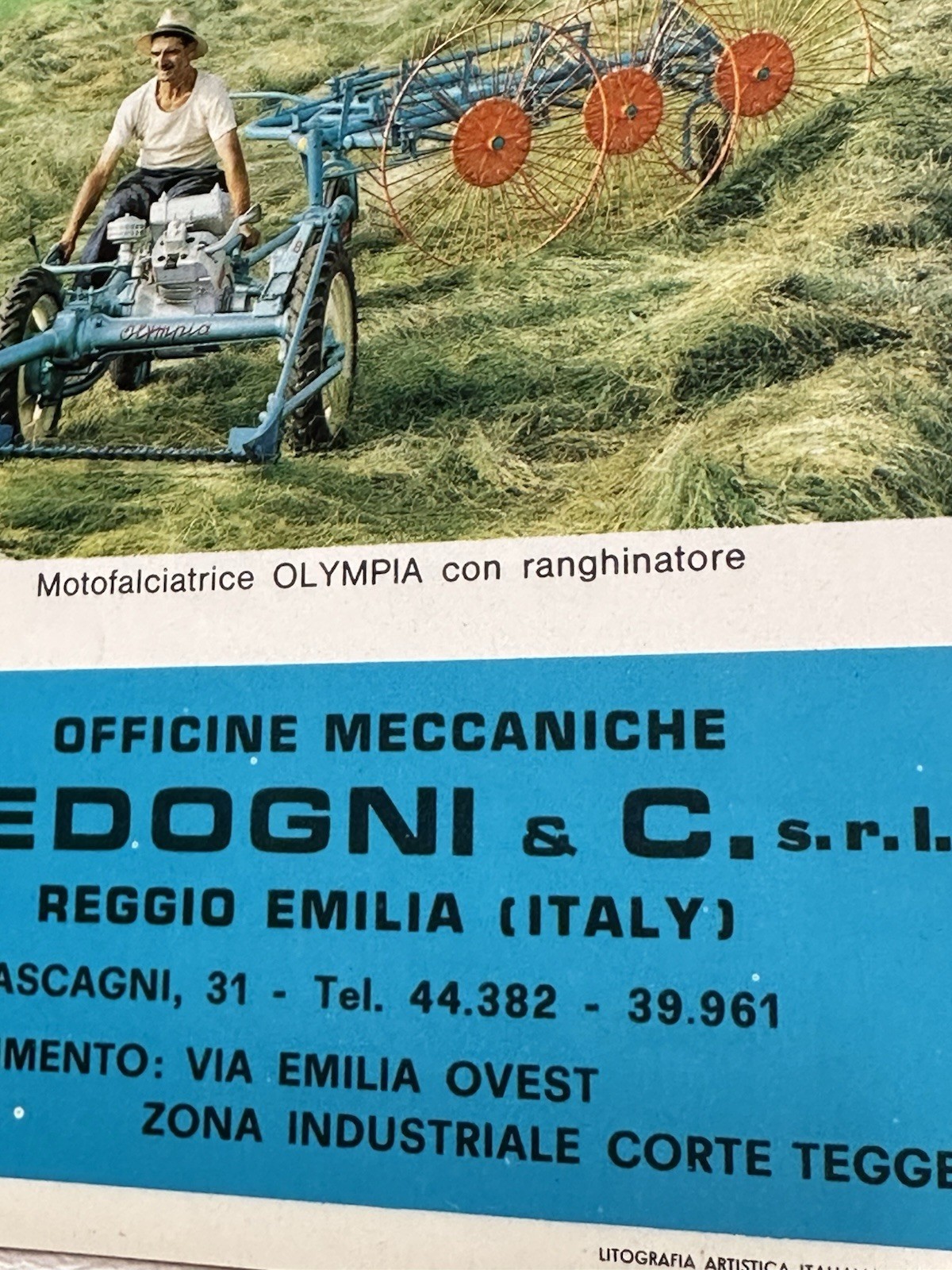 Vintage Olympia Motofalciatrice Brochure Bedogni Italian Farm Machinery