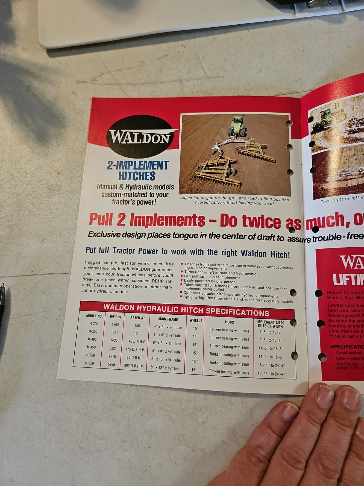 Vintage 1976 Waldon Inc. Farm Equipment Sales Brochure