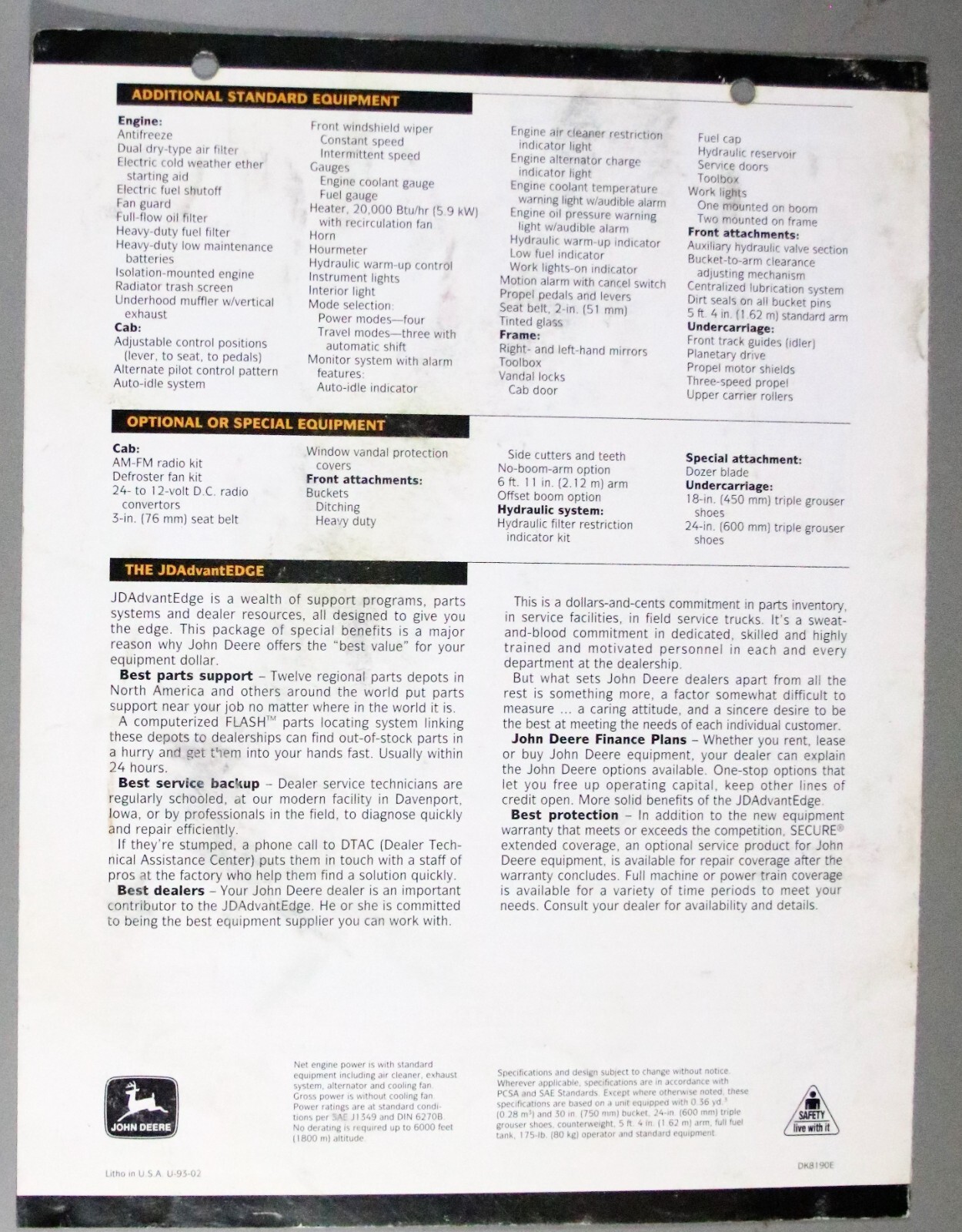 JOHN DEERE Brochures/Literature 190E Excavator (10)