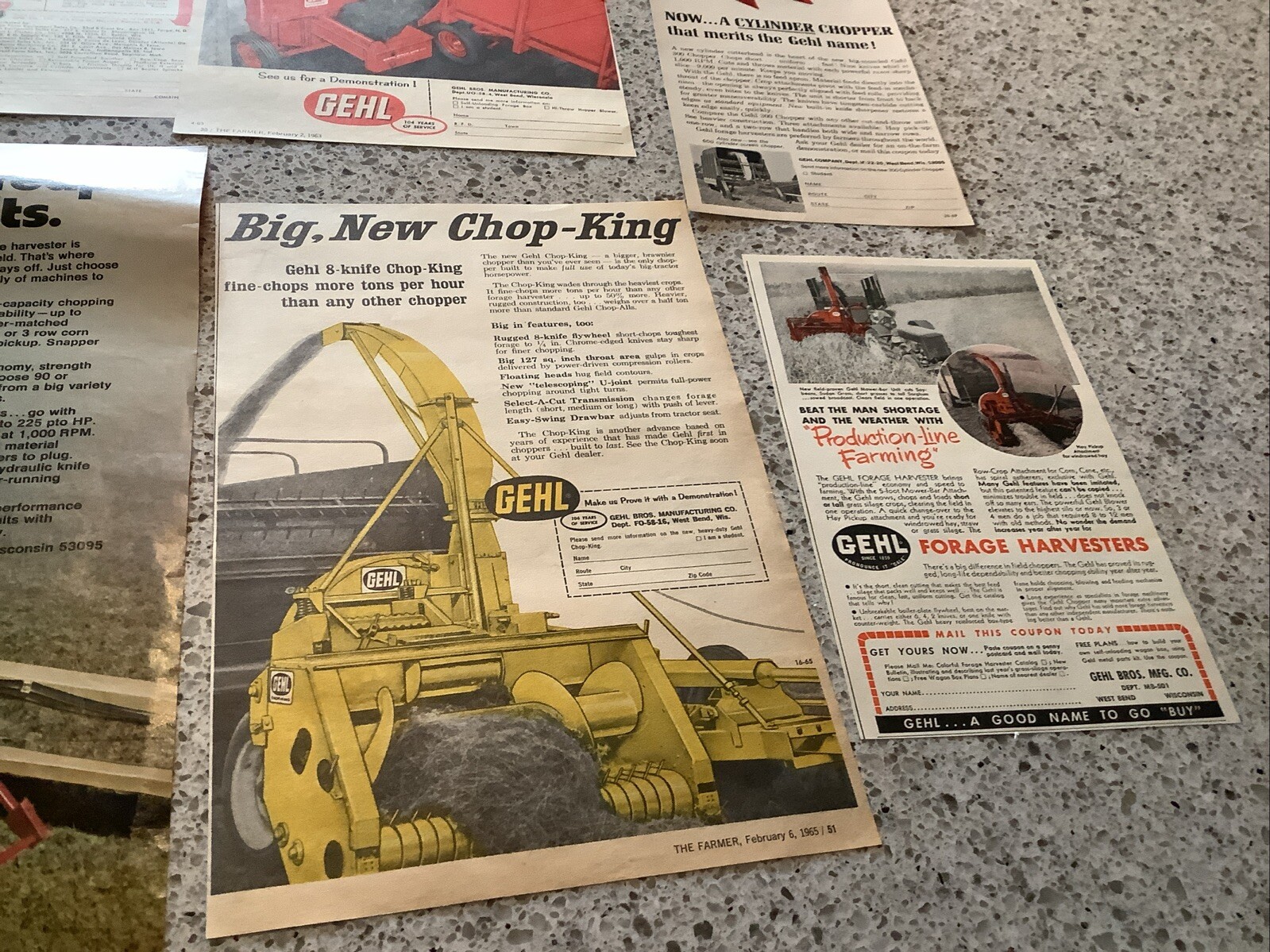 Lot of 12 Gehl Farming Agricultural Advertisement Tractor Farm Print Ads 1950-70