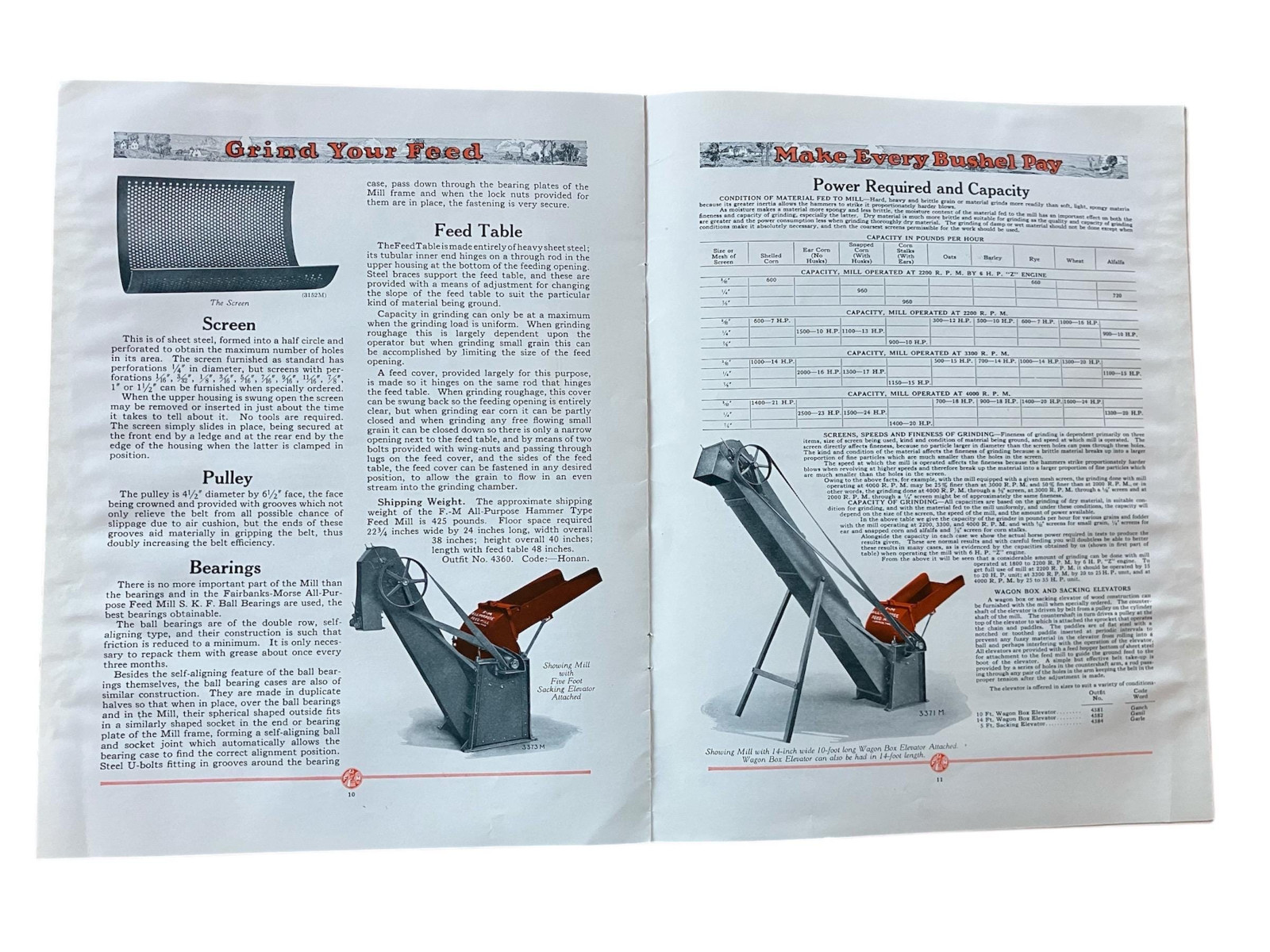 1920&rsquo;s Fairbanks Morse Hammer Type B or Plate Type Feed Grinders Bulletin H 403