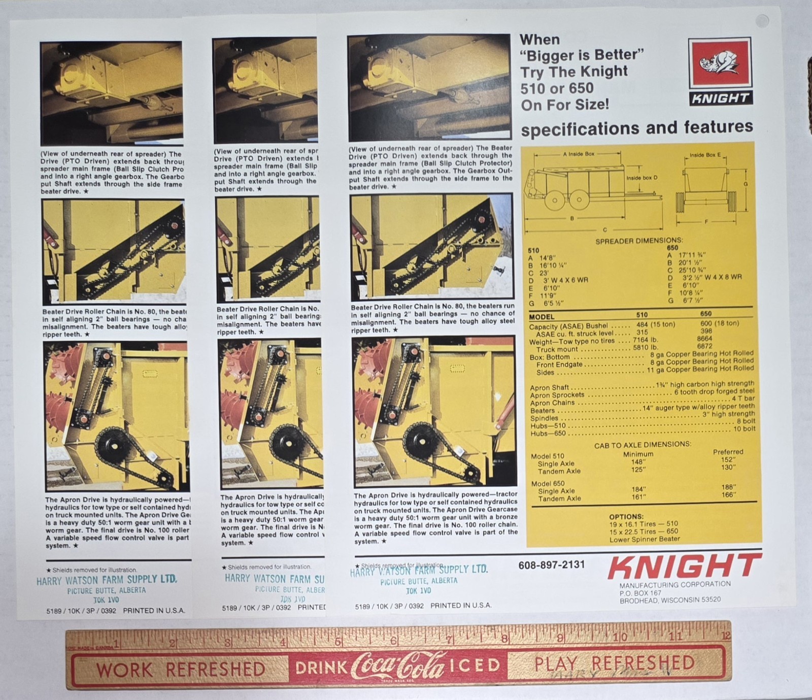 Knight 510 & 650 Commercial Manure Spreaders « 3 » Vintage Advertising Papers