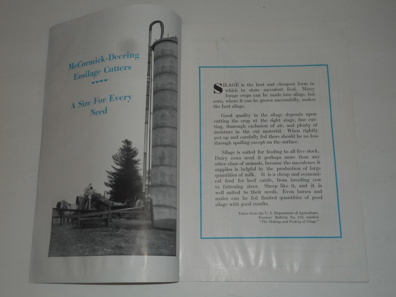 IH MCCORMICK DEERING Ensilage Cutters 1934 Salesman Brochure Type A G F No. 12A
