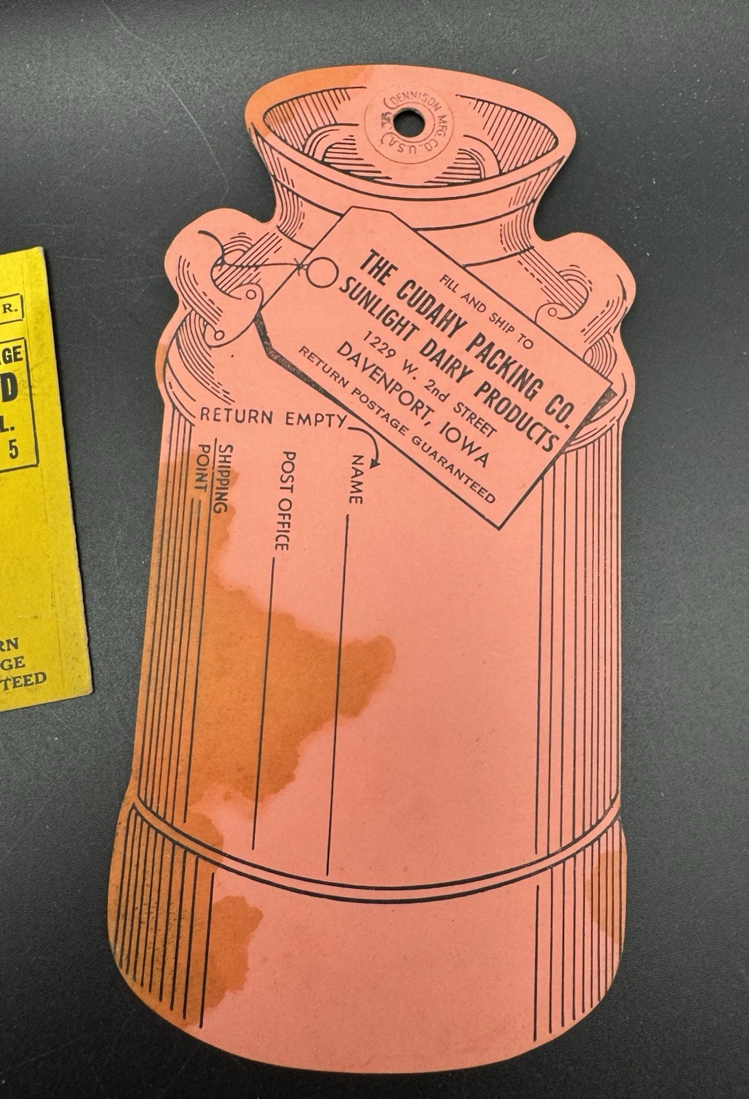 Antique Dairy Farm Cream Galva Illinois Tags NOS Davenport Iowa Advertising