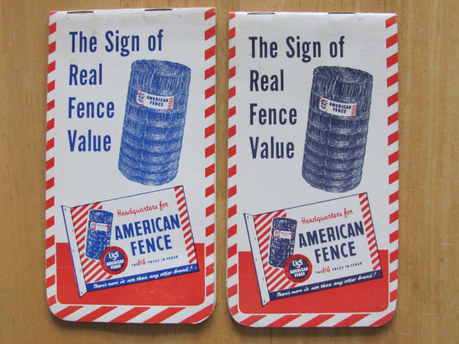 2 Vintage American Fence US Steel Notebook Alexander Lumber Co Lincoln Illinois