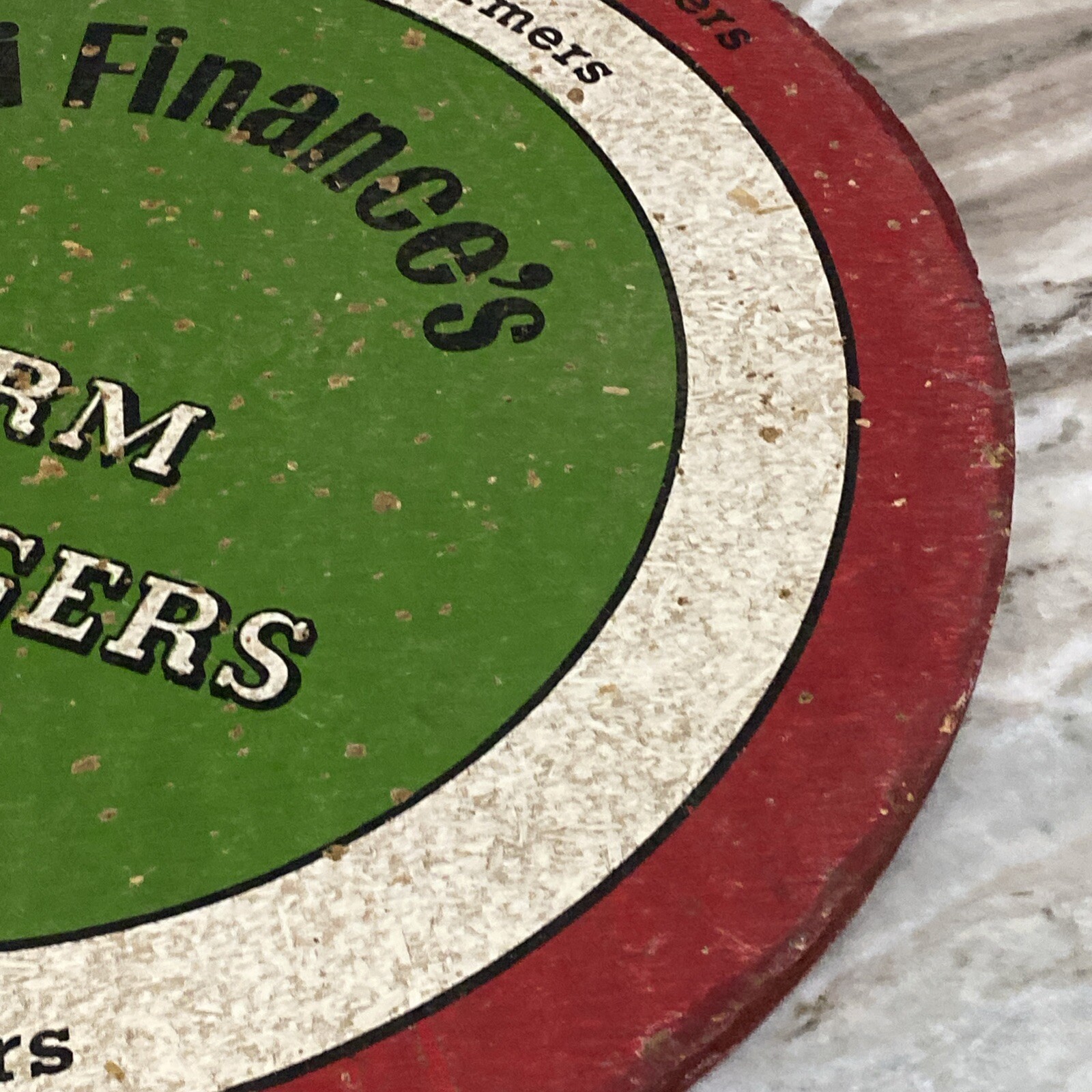 Original agri Finances INSURANCE Wood Composite sign Dart Board Farm Managers