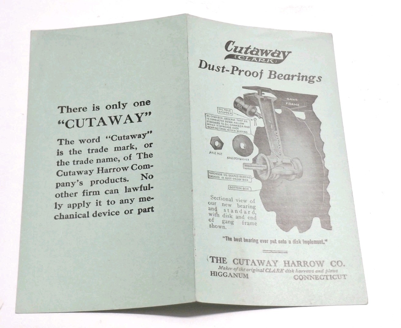 Cutaway Harrow Co Higganum CT Bearings Early Advertising Farm Brochure