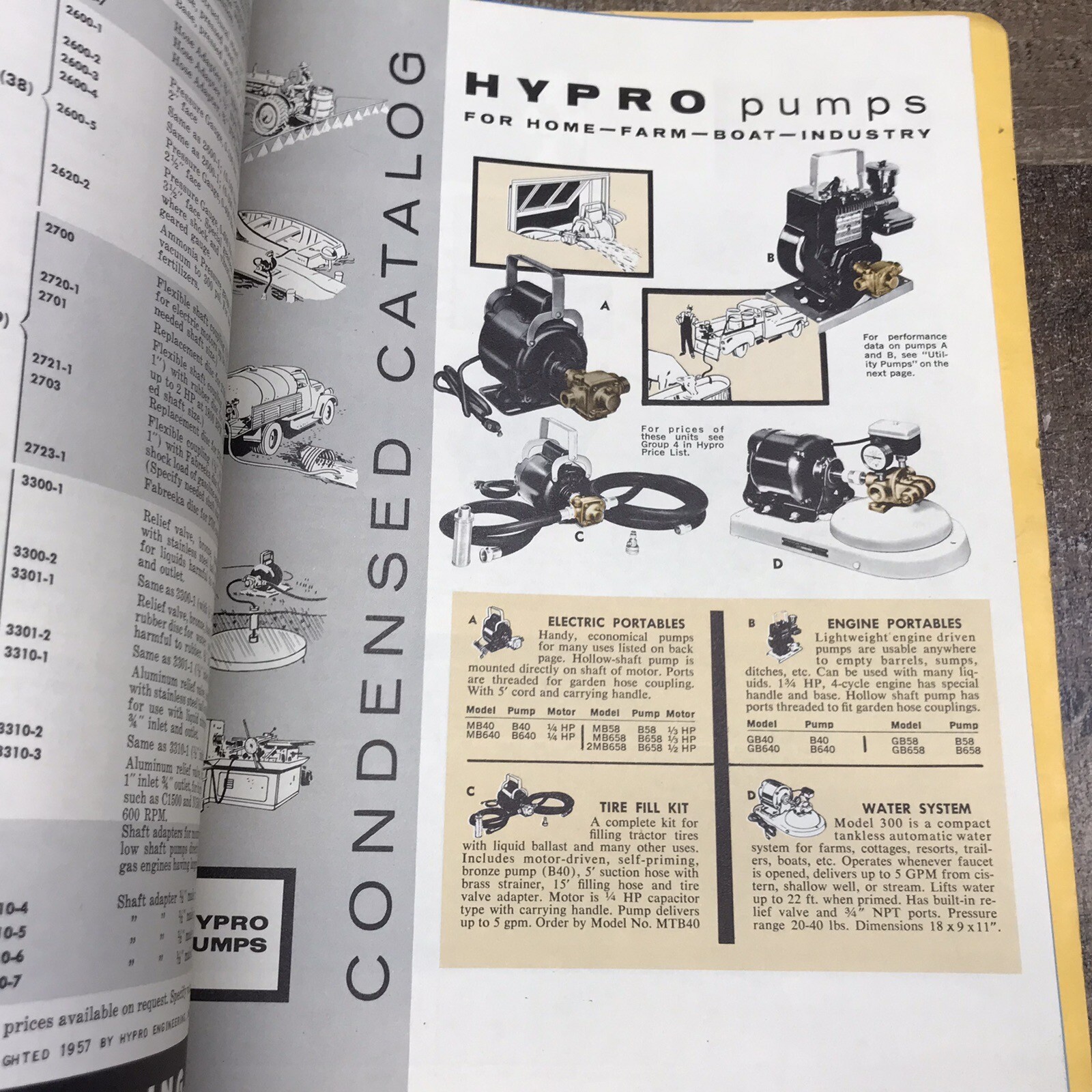 Vintage HYPRO Pumps Dealer Catalog Sales Flyer Specs Book Printed In USA 1957