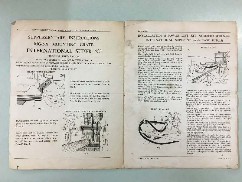 New Idea Farm Equip. – 40 Loader MG-5-X Supplementary Instructions & Parts List