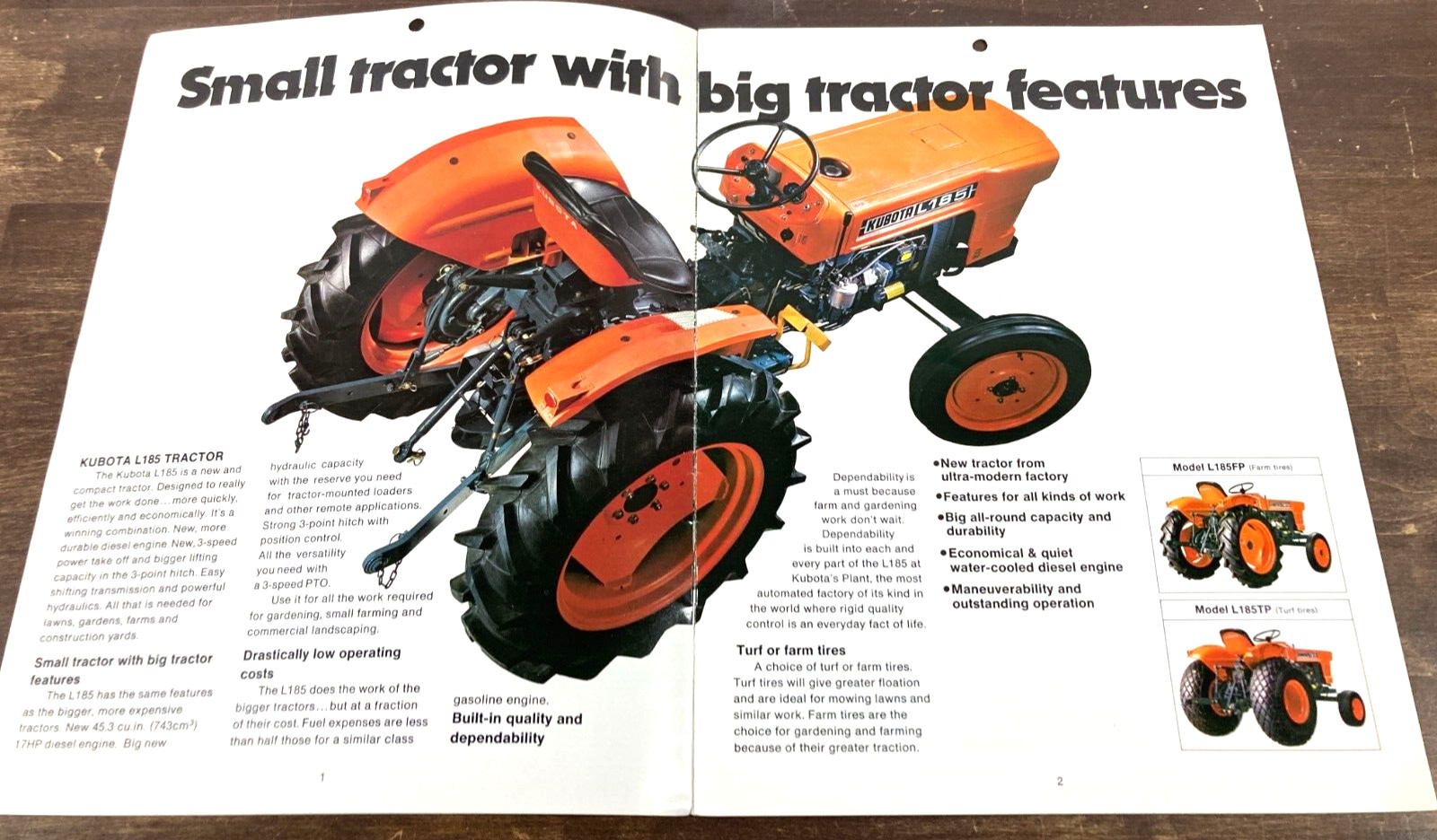 Kubota L185 Diesel Tractor 1979 Dealer Sales Brochure Farm Equipment Japan