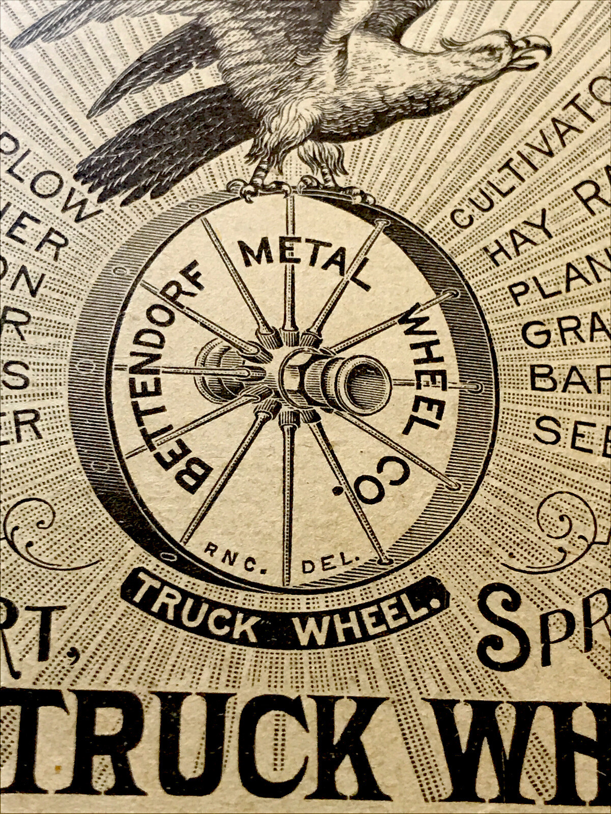 1897 Bettendorf Implement Farm Wheels Advertising – Davenport IA Springfield OH