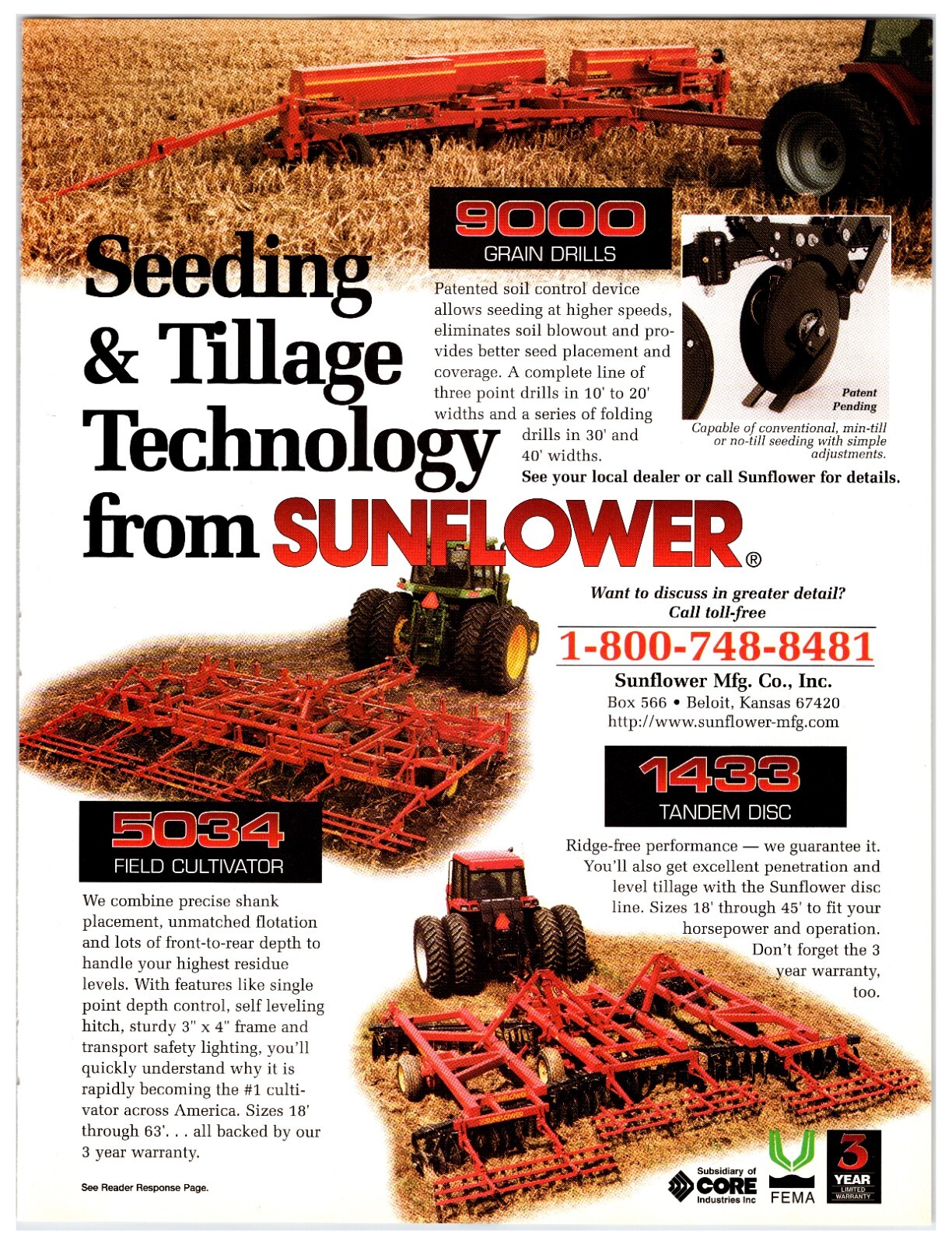 1997 Sunflower Seeding & Tillage Original Print Ad (11 x 8.5) – Advertisement