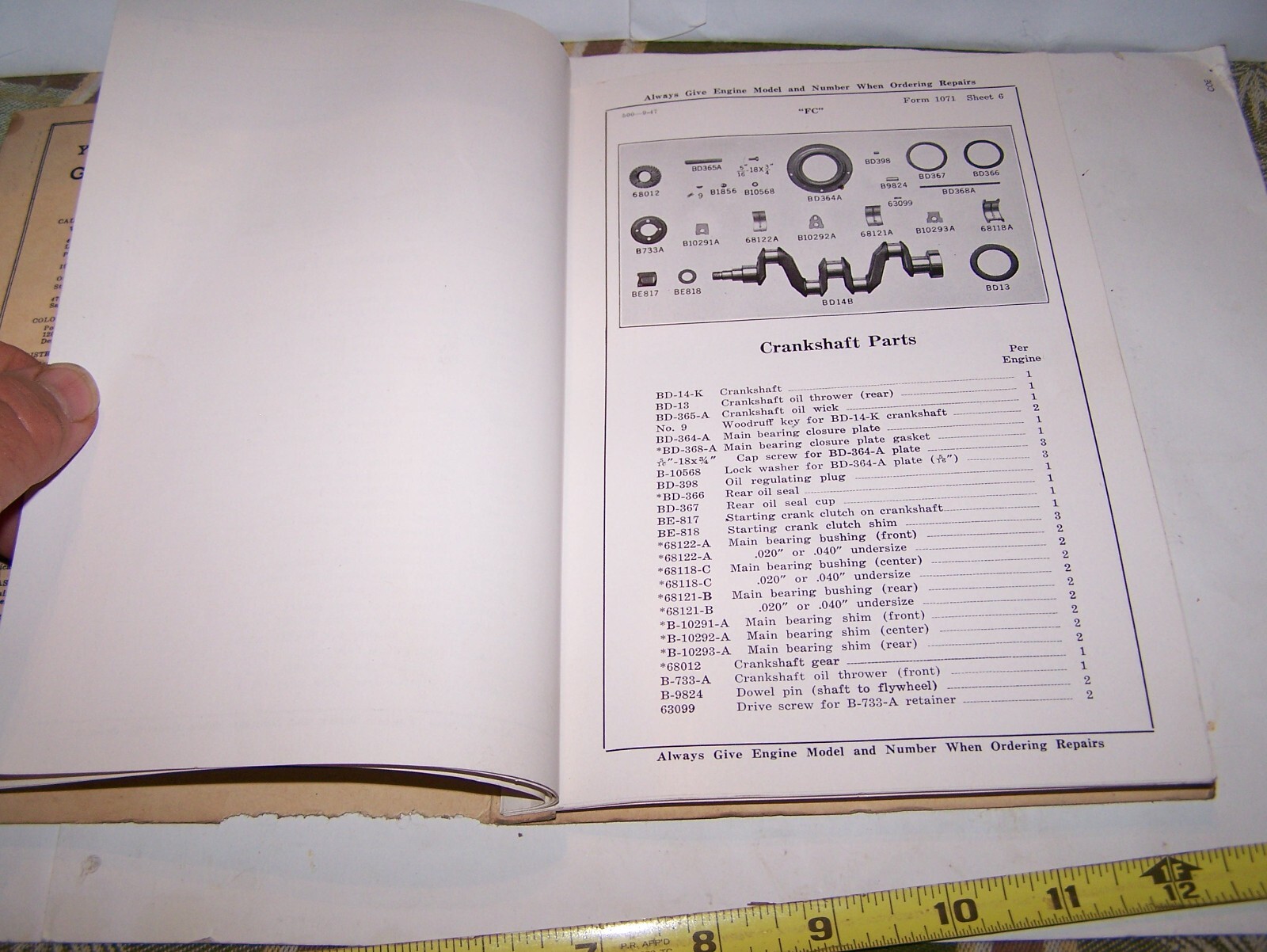 WAUKESHA FC Tractor Engine Power Unit Parts Book List Hit Miss Gas Engine Steam