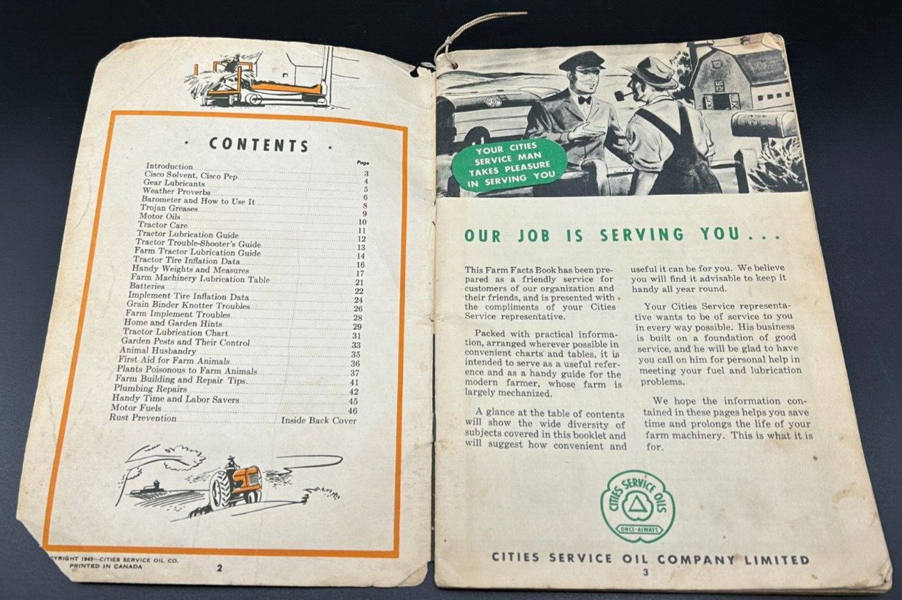 1945 Farm Facts Book-Cities Service Oils- Bonus Cheat Sheet for Measuring Cattle