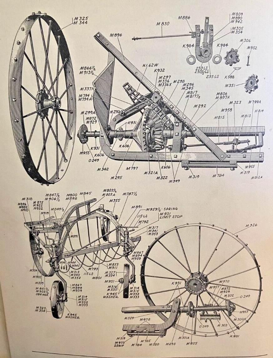 New Idea No. R-46 & No. 4 Side Delivery Rake And Tedder Repair Parts List 1950