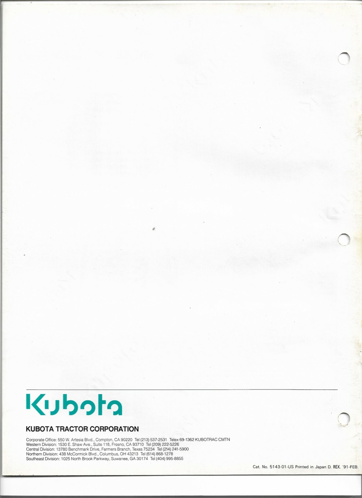 Original Kubota FZ2100 WD Zero Turn Auto Assist Diff. Front Mower Sales Brochure