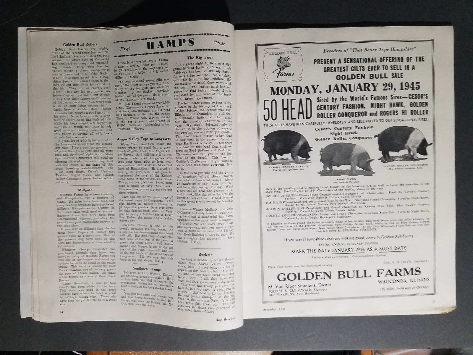 December 1944 Hog Breeder Magazine