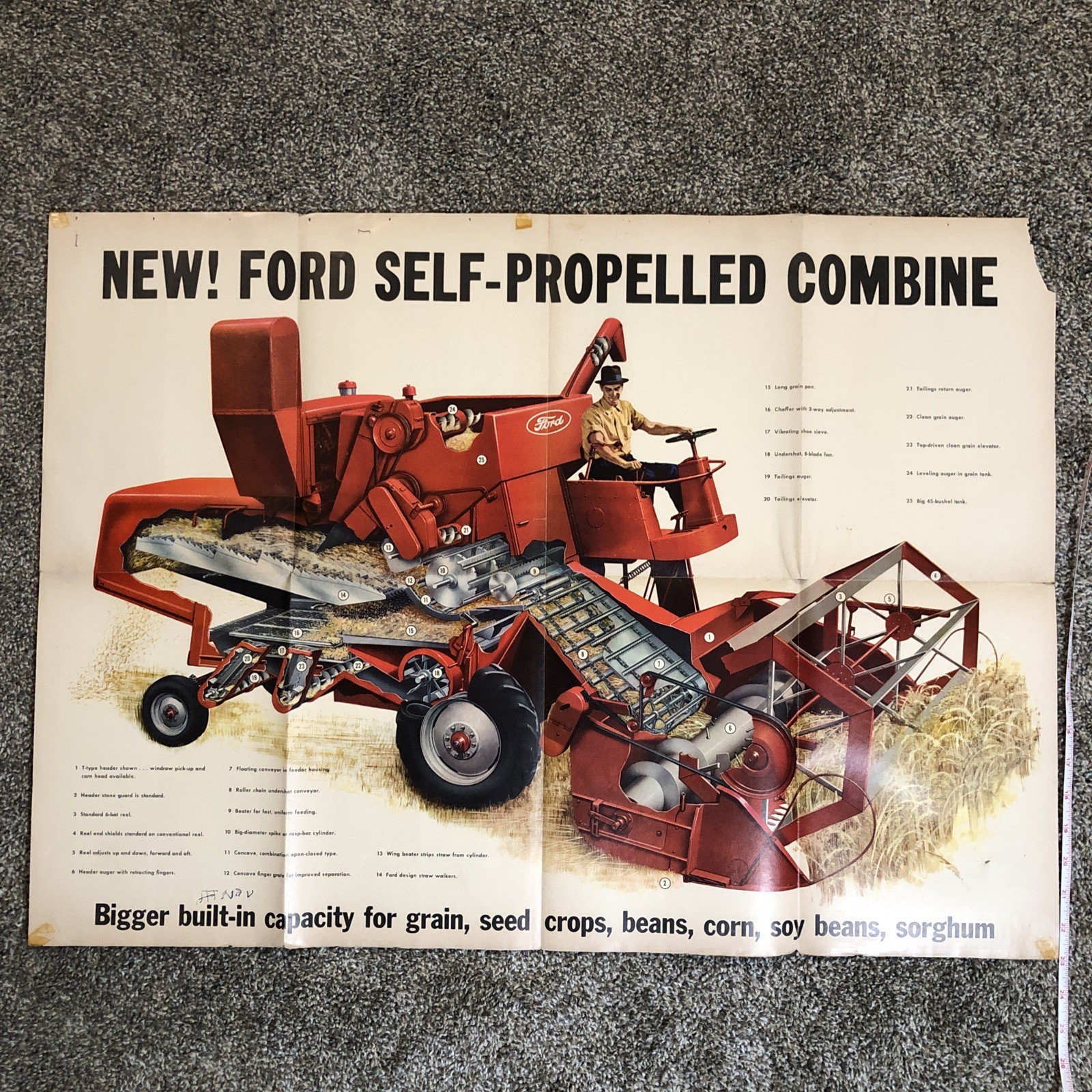 Rare Ford Tractors Implement Mailing POSTER Brochure 31×23” Combine