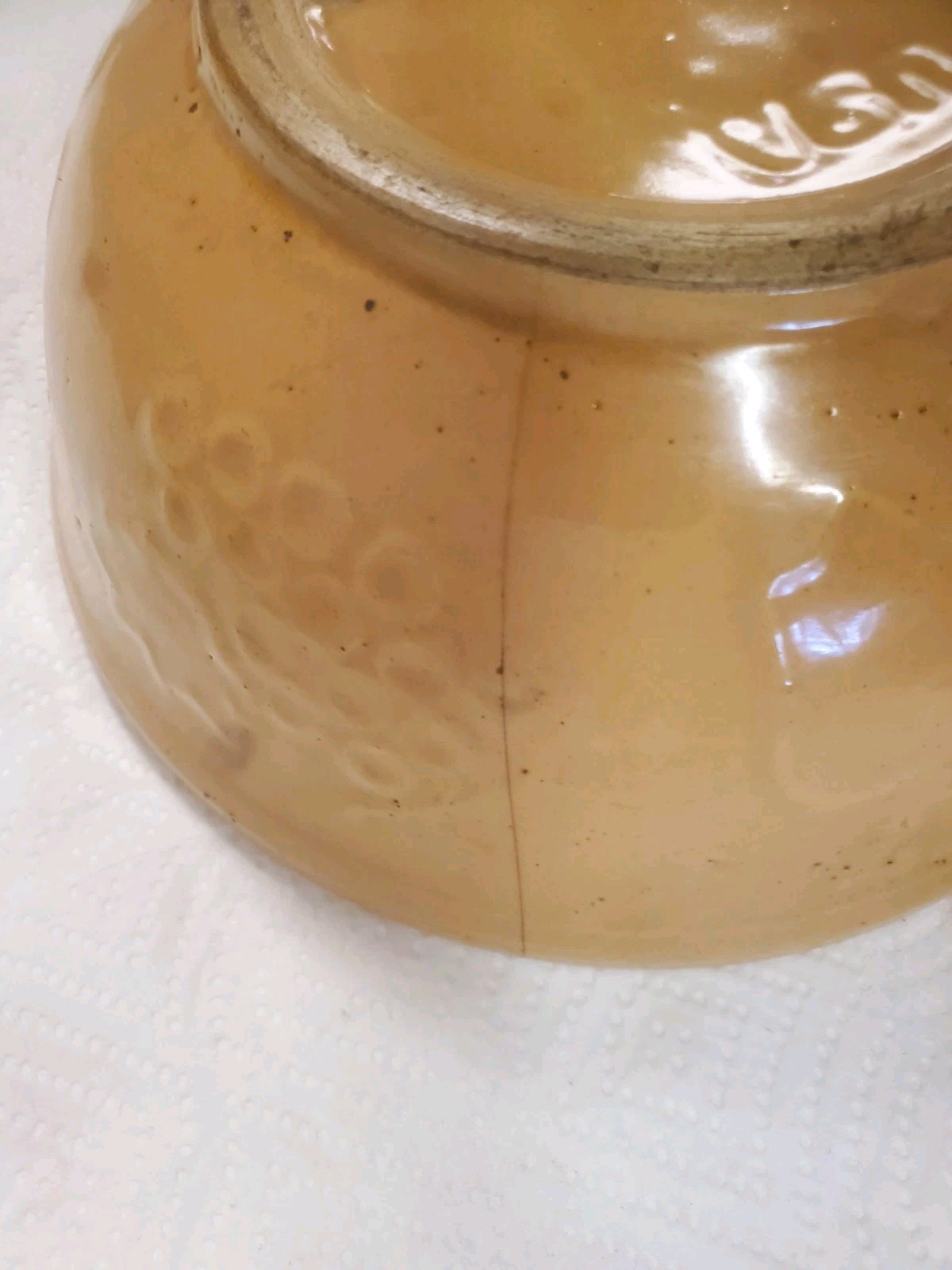 9&Prime; Stoneware Bowl Co-op Grain And Product Company Ringstead Halfa Iowa Cracked