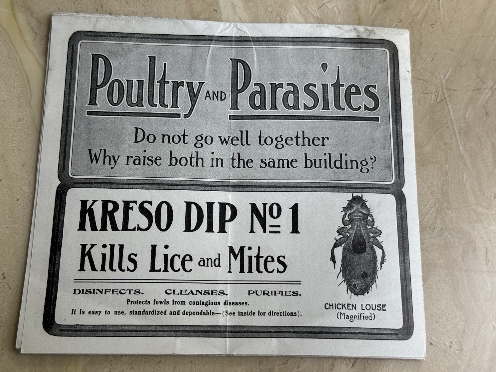 Antique Kreso Dip Poultry Lice Brochure Factory Tin Cans Parke Davis MI Illus