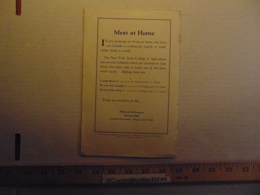 Vintage April 1935 We Can Kill A Beef or Veal Cornell Extension Bulletin