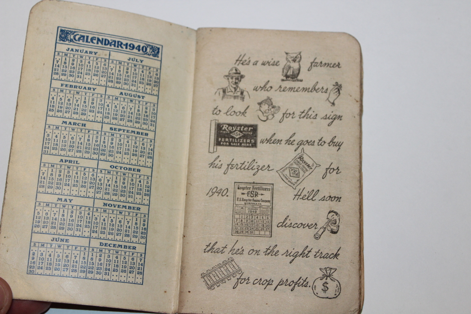 Vintage advertisement Note Book Royster Premium Fertilizers Toledo OH 1940