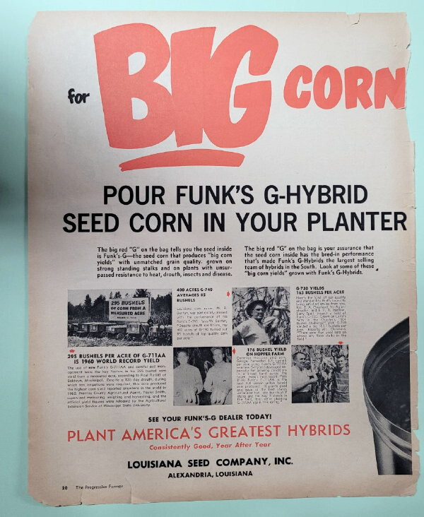Original 1961 Funk&rsquo;s Seed Ad Features photo of Larry Spell of Louisiana.