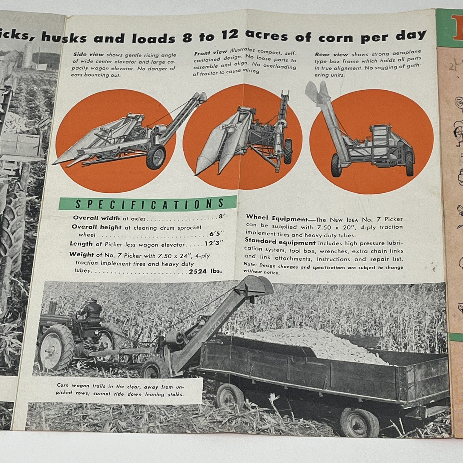 1930&rsquo;s New Idea One Row Corn Picker Brochure Booklet Pamphlet