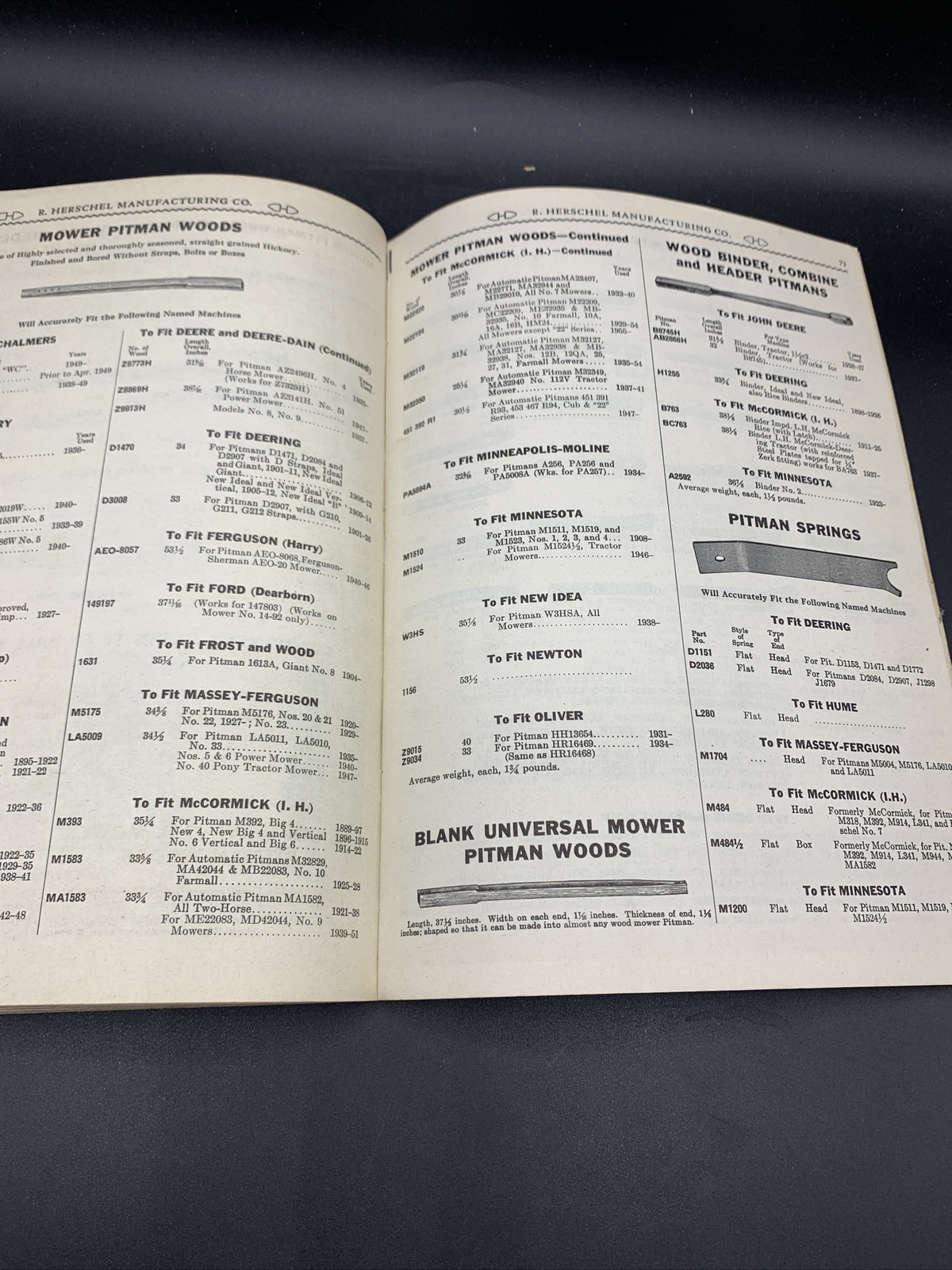 1959 Des Moines Iron Co Repair Parts Catalog Mowers/Combines/Swathers/Harvester