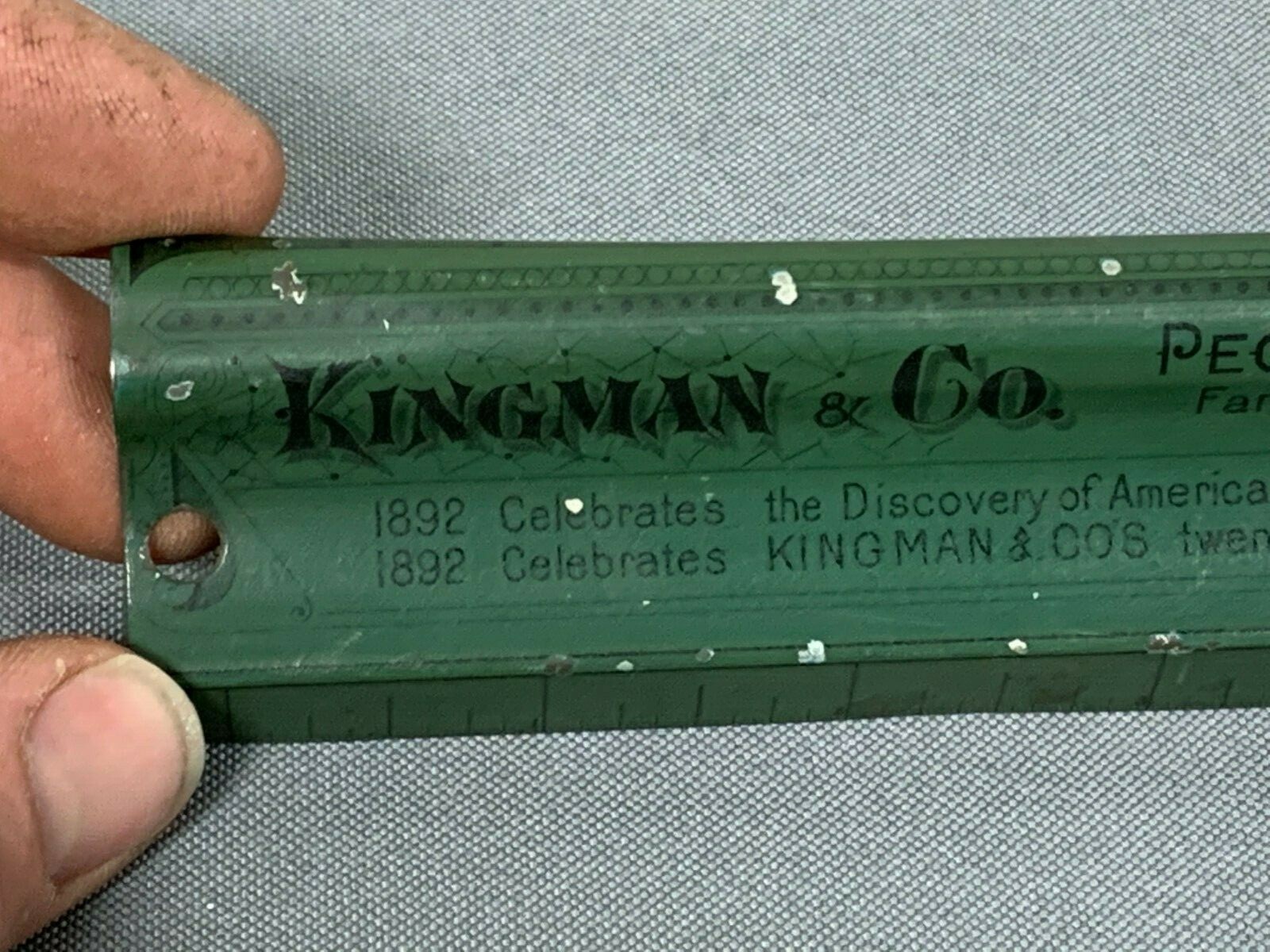 1892 KINGMAN & CO Farm Plow Wagon Binder Twine Bicycle METAL RULER Kansas City