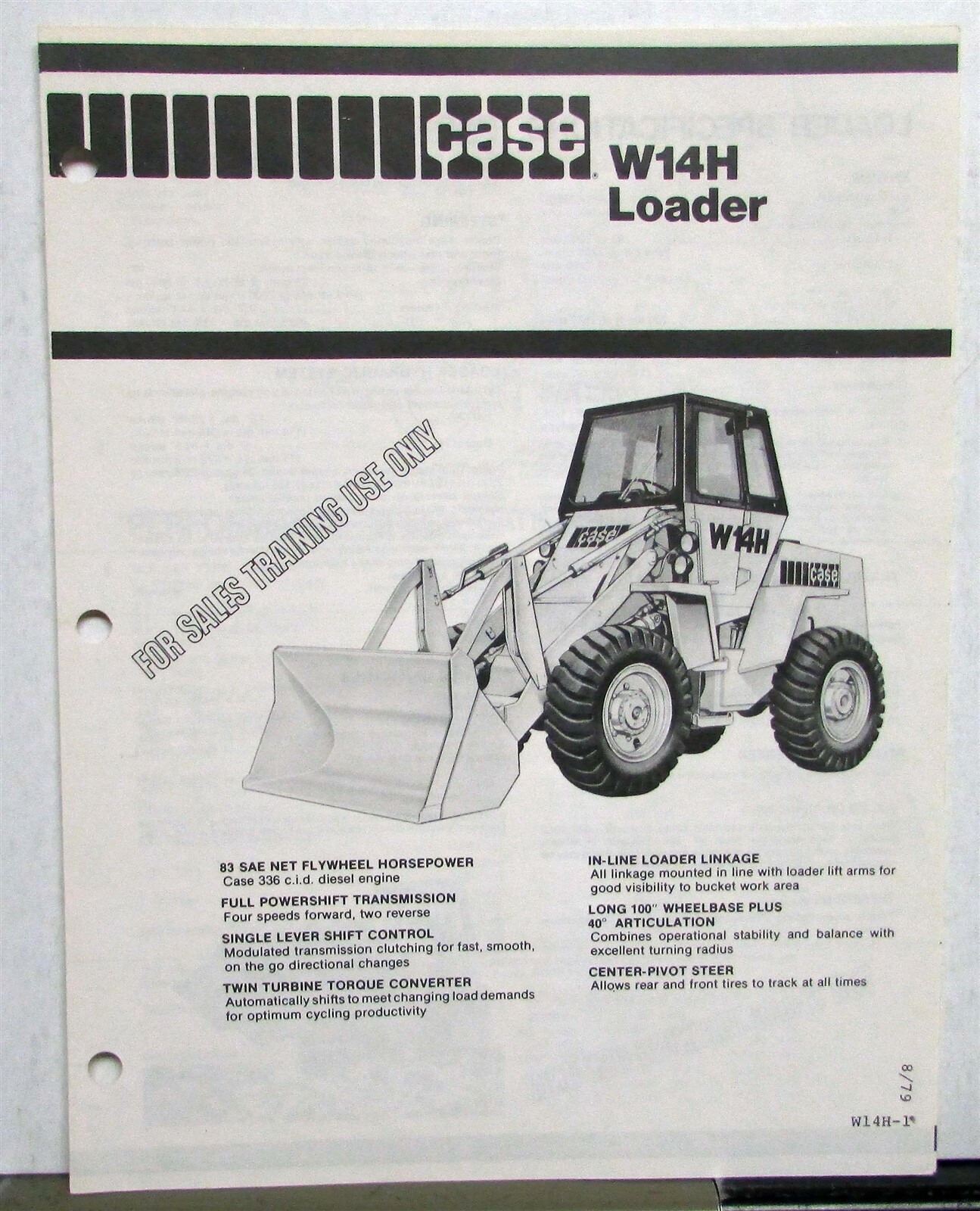 1980 Case W14H Loader Construction Specifications Sales Folder
