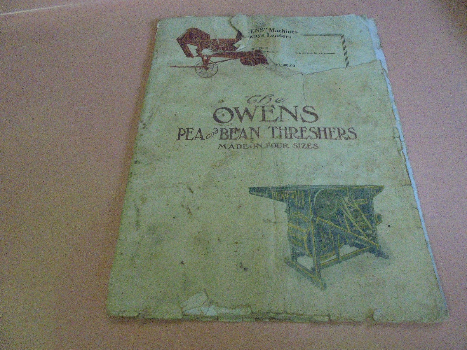 Vintage The Owens Pea and Bean Threshers booklet circa 1915