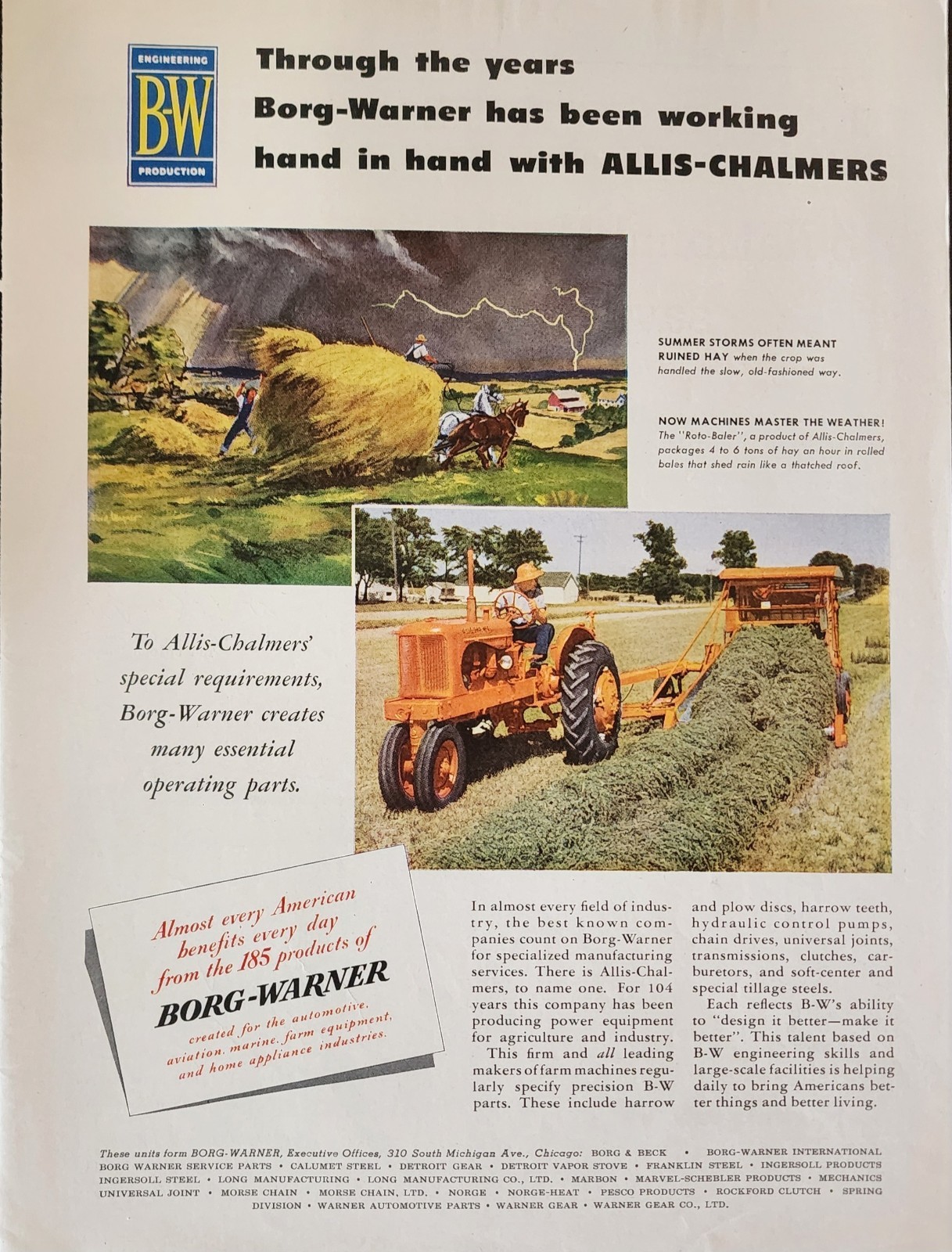 Allis Chalmers Tractor Farm Picture Magazine Ad Original Vtg Wall Art Decor