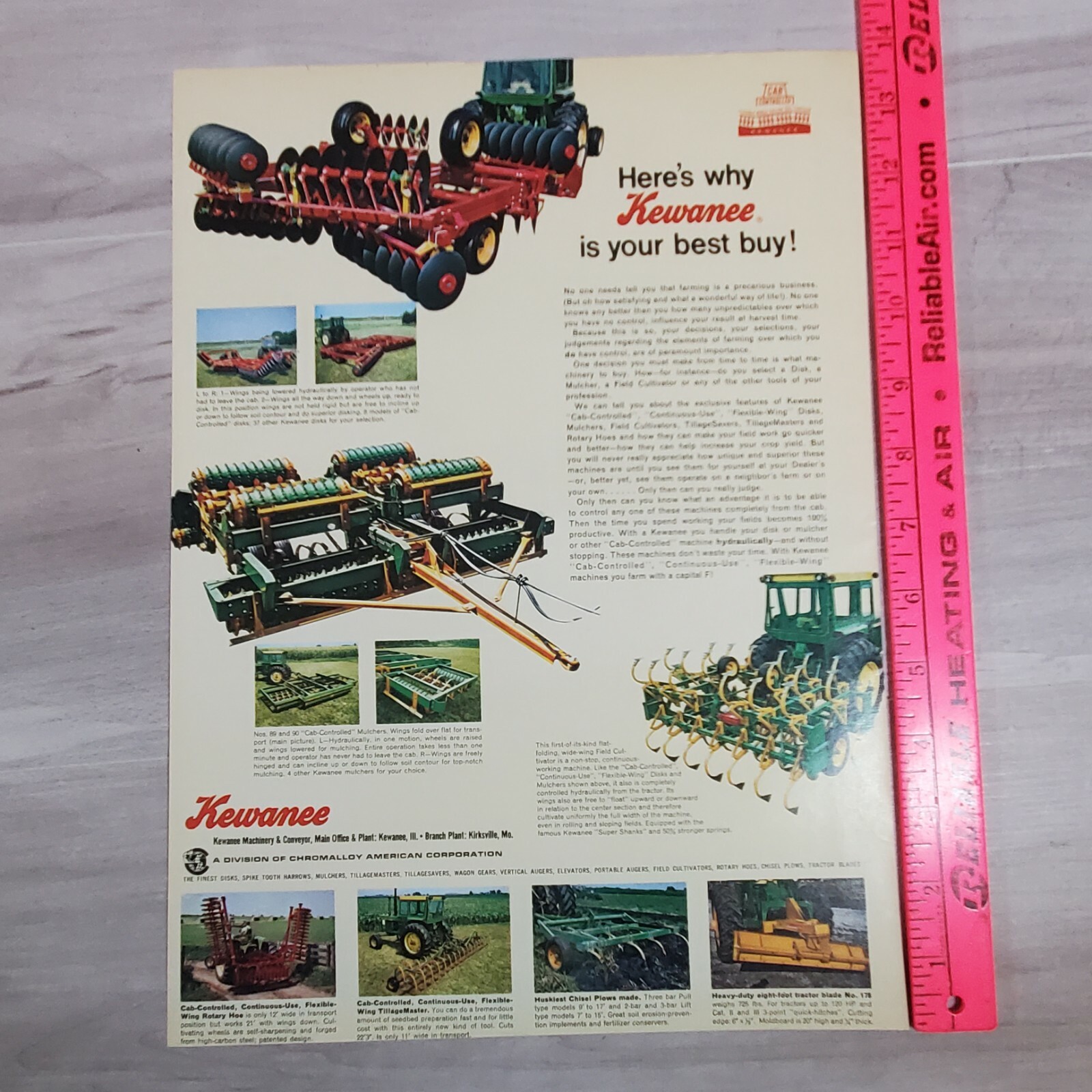 Original 1975 Ad Advertisement Kewanee Farm Tractor Equip Mulchers Cultivators