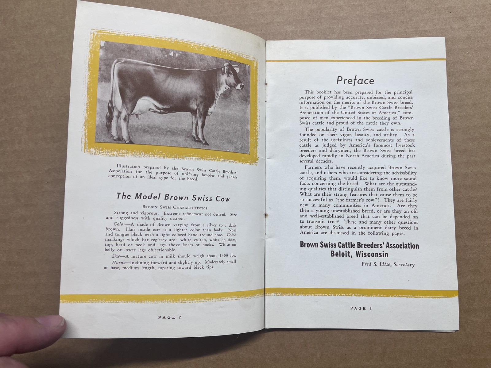 1942 Brown Swiss Cattle Breeders Association Farmer&rsquo;s Cow Booklet Dairy Vintage
